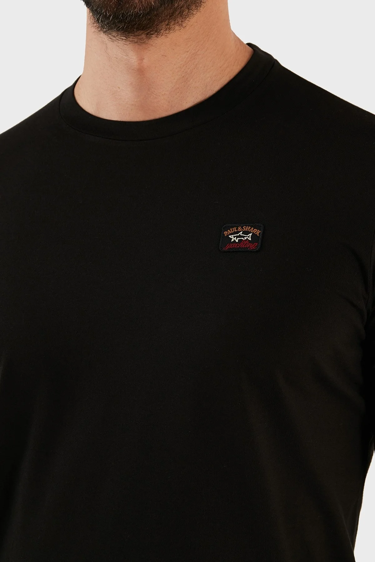 Paul & Shark % 100 Pamuk Regular Fit Bisiklet Yaka Erkek T Shirt C0P1002 011 SİYAH - 5