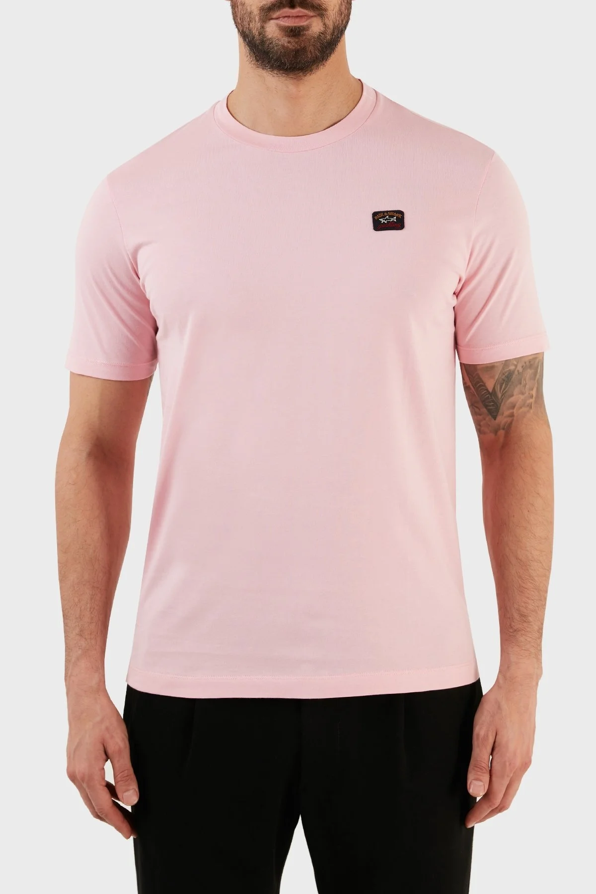 Paul & Shark % 100 Pamuk Regular Fit Bisiklet Yaka Erkek T Shirt C0P1002 113 PEMBE - 1