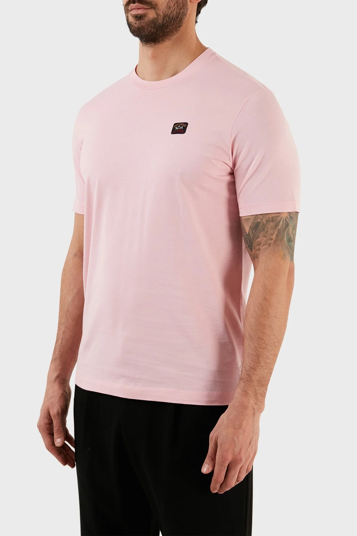 Paul & Shark % 100 Pamuk Regular Fit Bisiklet Yaka Erkek T Shirt C0P1002 113 PEMBE - 2