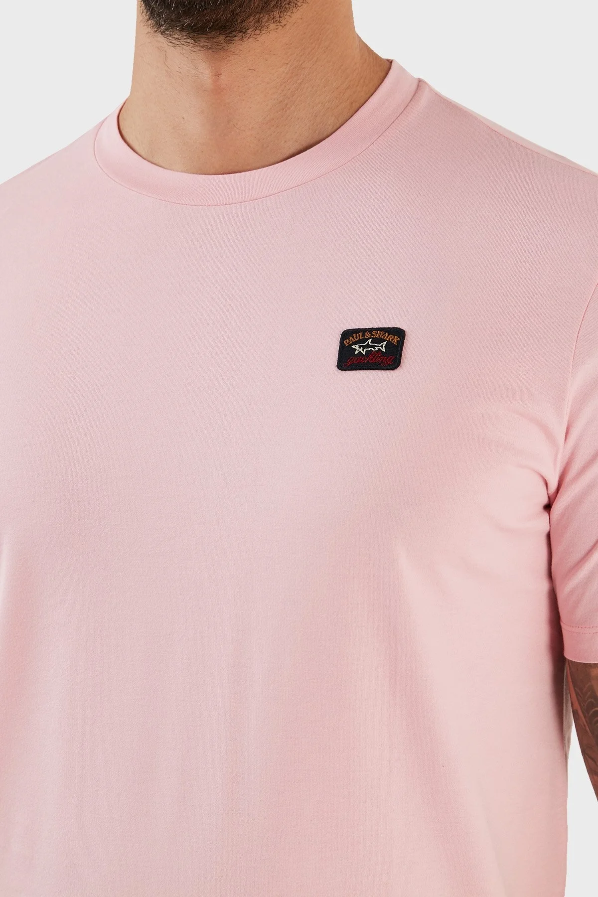 Paul & Shark % 100 Pamuk Regular Fit Bisiklet Yaka Erkek T Shirt C0P1002 113 PEMBE - 5