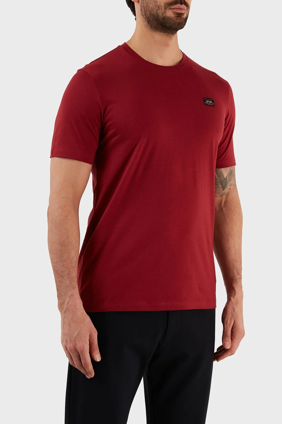 Paul & Shark % 100 Pamuk Regular Fit Bisiklet Yaka Erkek T Shirt C0P1002 142 BORDO - 6