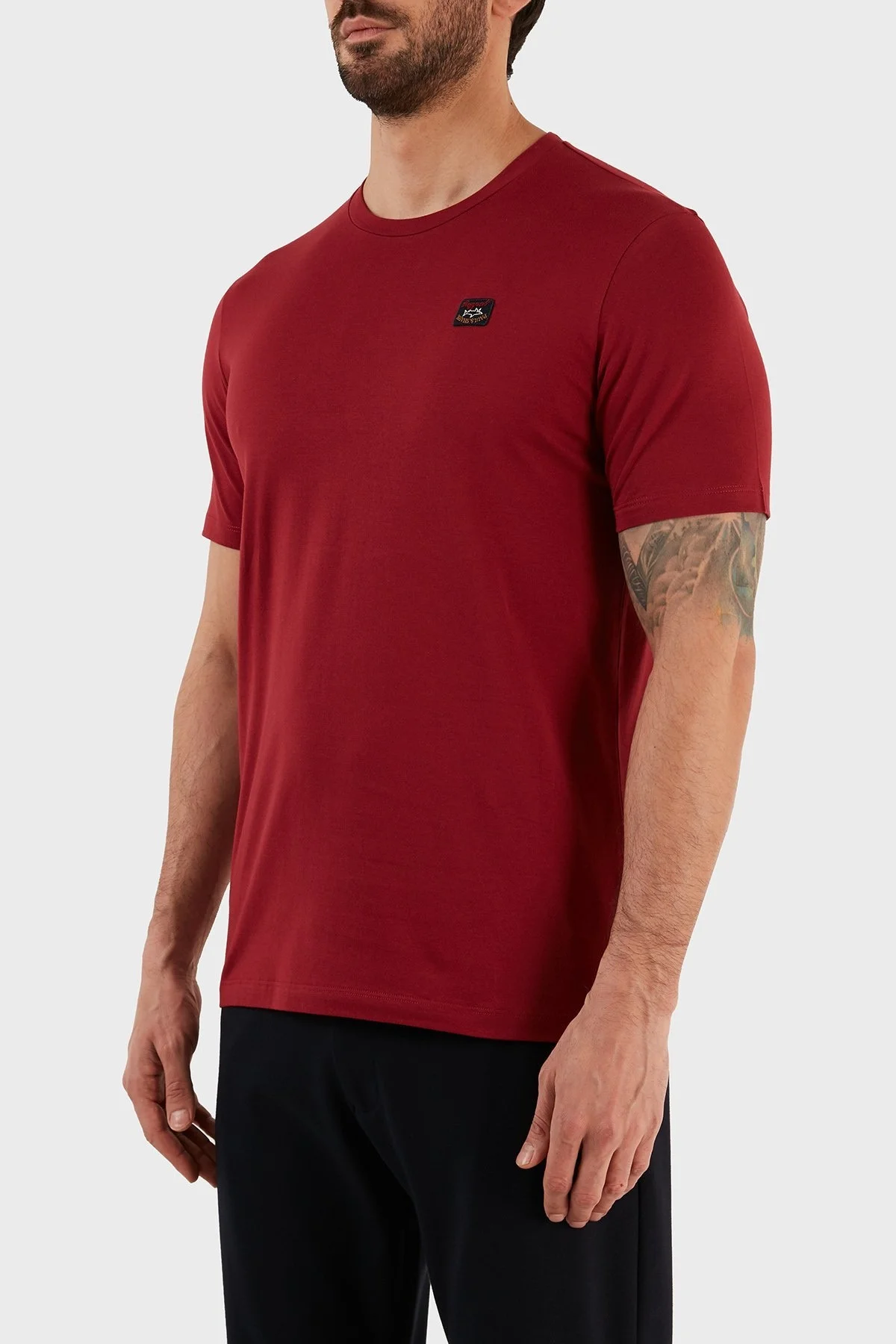 Paul & Shark % 100 Pamuk Regular Fit Bisiklet Yaka Erkek T Shirt C0P1002 142 BORDO - 7