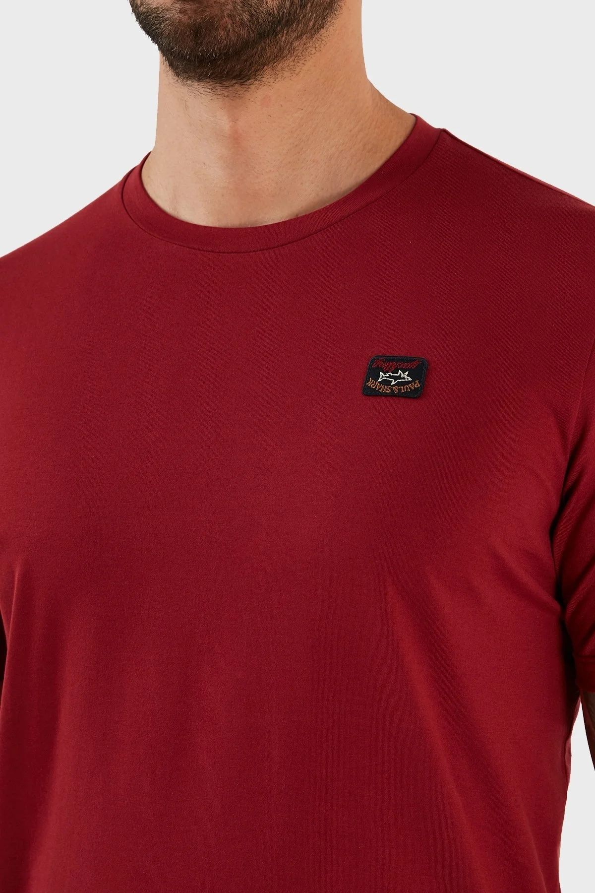 Paul & Shark % 100 Pamuk Regular Fit Bisiklet Yaka Erkek T Shirt C0P1002 142 BORDO - 8