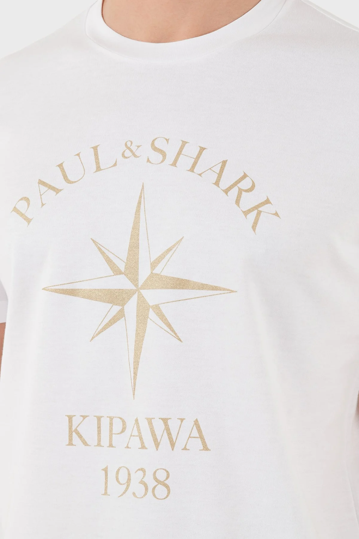 Paul & Shark % 100 Pamuk Regular Fit Bisiklet Yaka Logo Baskılı Erkek T Shirt 24411133 010 BEYAZ - 5
