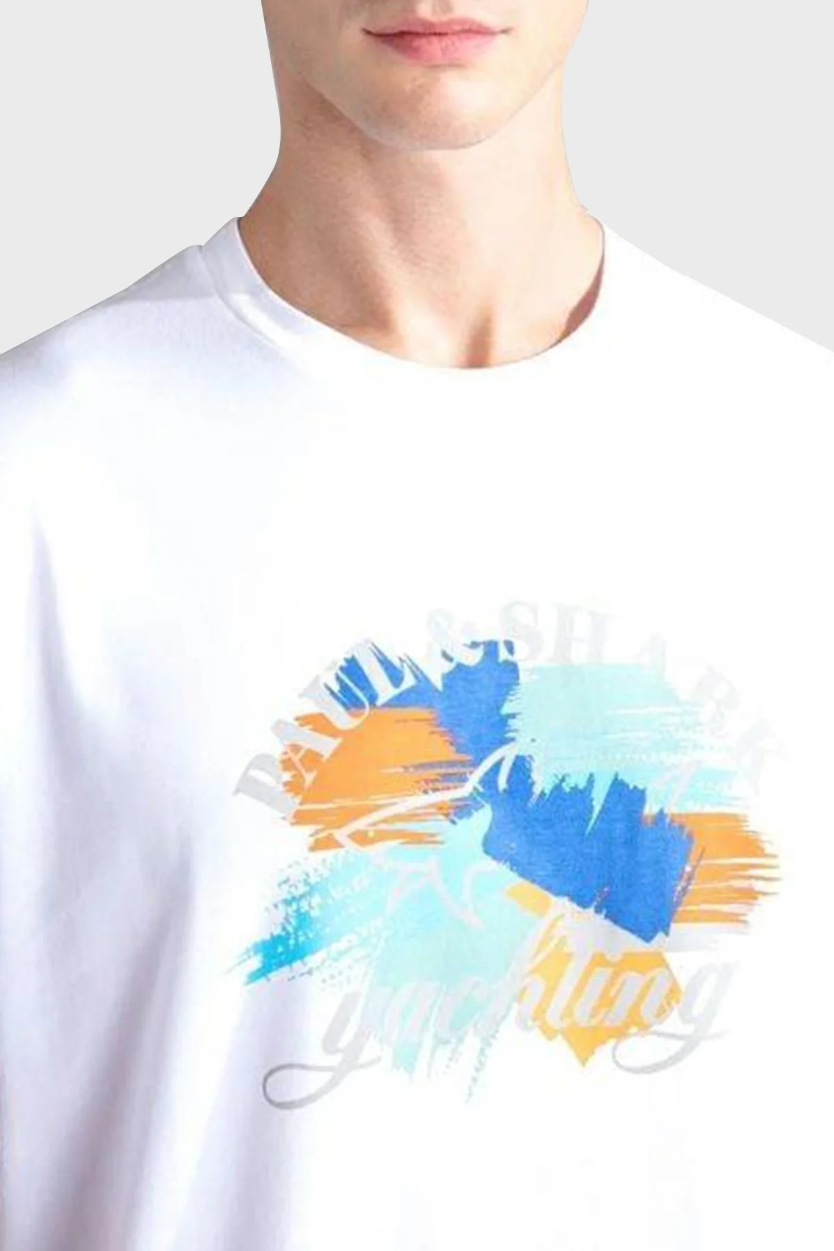 Paul & Shark % 100 Pamuk Regular Fit Bisiklet Yaka Logolu Erkek T Shirt 24411013 010 BEYAZ - 3