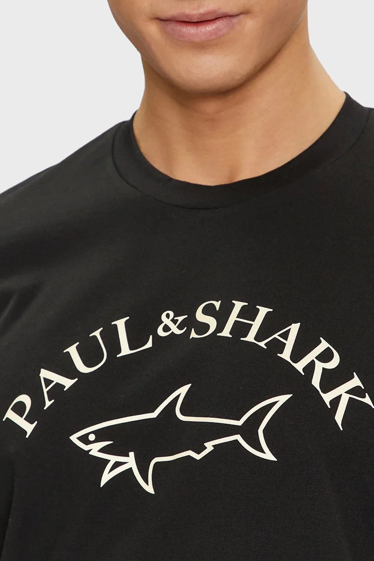 Paul & Shark % 100 Pamuk Regular Fit Bisiklet Yaka Logolu Erkek T Shirt 24411032 011 SİYAH - 4