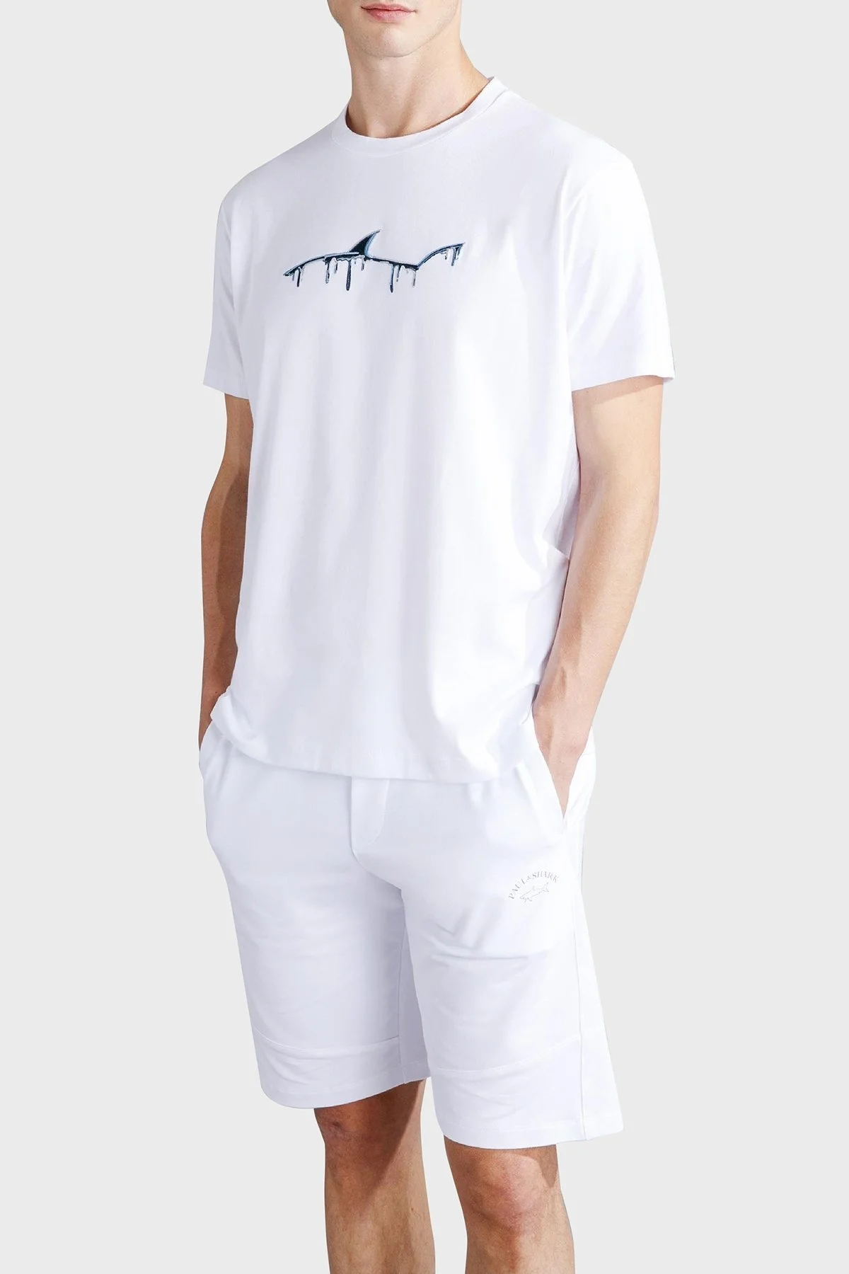 Paul & Shark % 100 Pamuk Regular Fit Bisiklet Yaka Logolu Erkek T Shirt 24411052 010 BEYAZ - 1