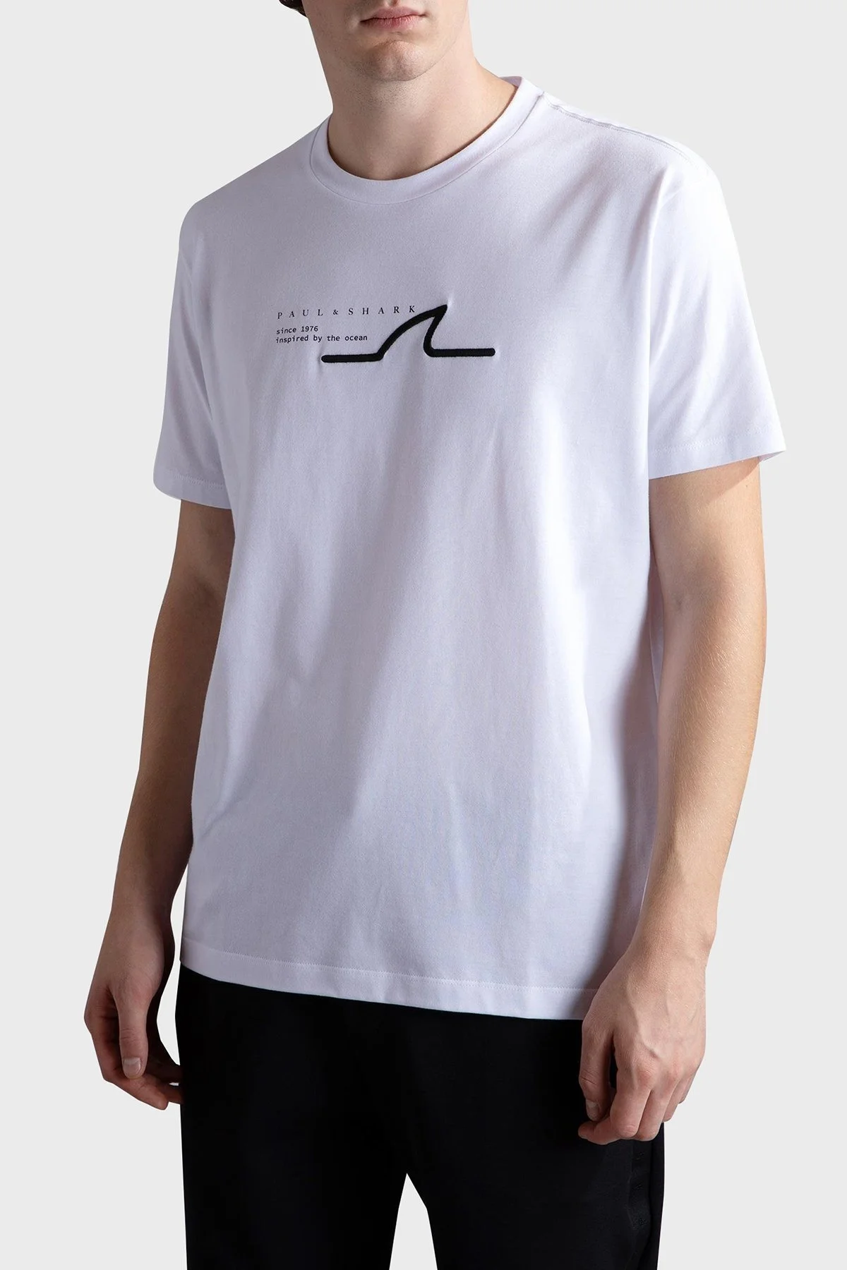 Paul & Shark % 100 Pamuk Regular Fit Bisiklet Yaka Logolu Erkek T Shirt 24411053 010 BEYAZ - 1