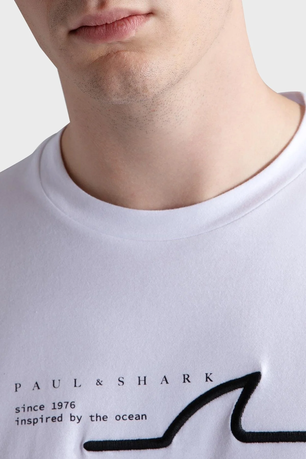 Paul & Shark % 100 Pamuk Regular Fit Bisiklet Yaka Logolu Erkek T Shirt 24411053 010 BEYAZ - 2