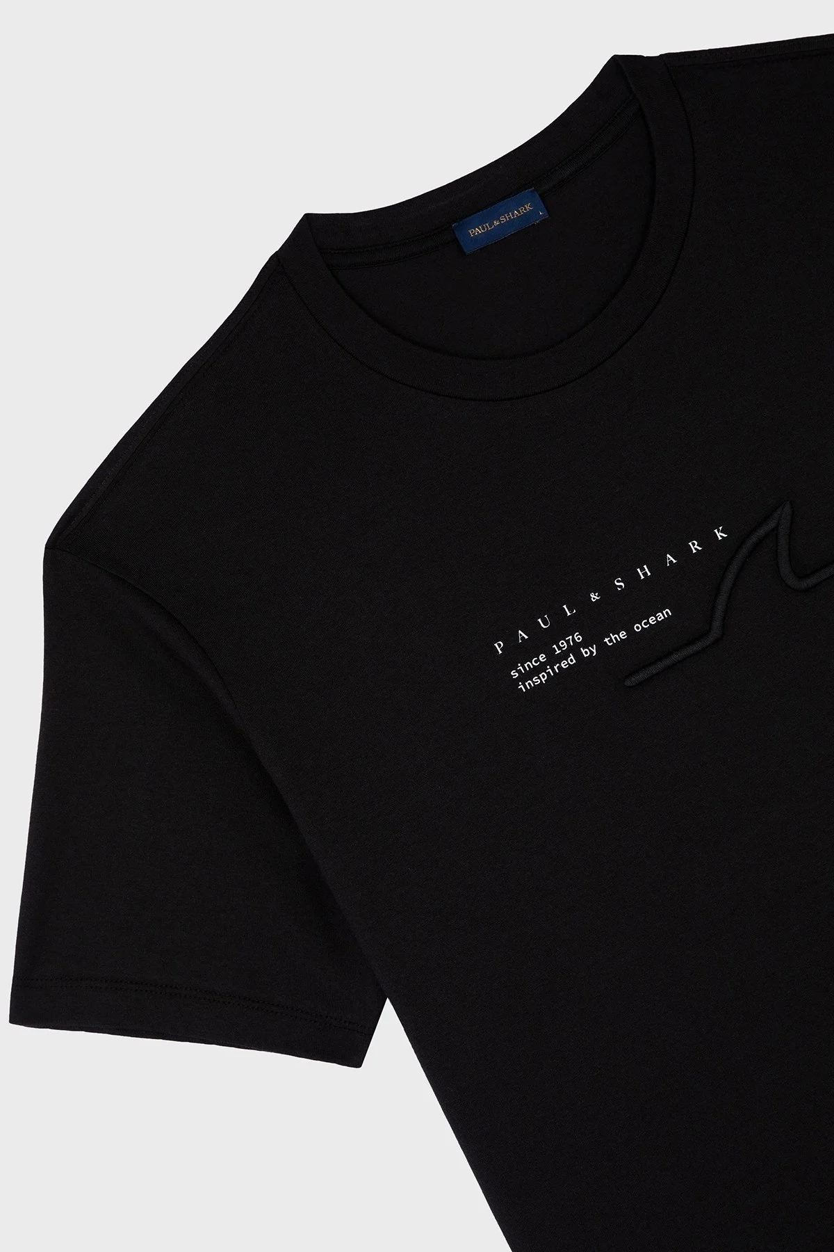 Paul & Shark % 100 Pamuk Regular Fit Bisiklet Yaka Logolu Erkek T Shirt 24411053 011 SİYAH - 4