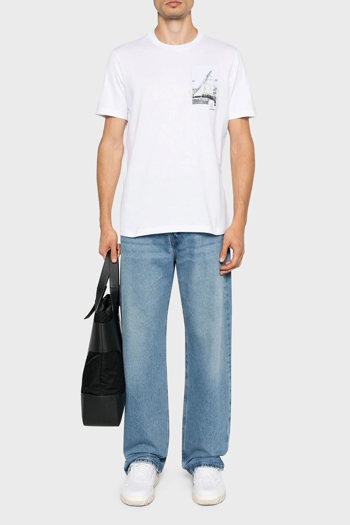 Paul & Shark % 100 Pamuk Regular Fit Bisiklet Yaka Logolu Erkek T Shirt 24411064 010 BEYAZ - 2