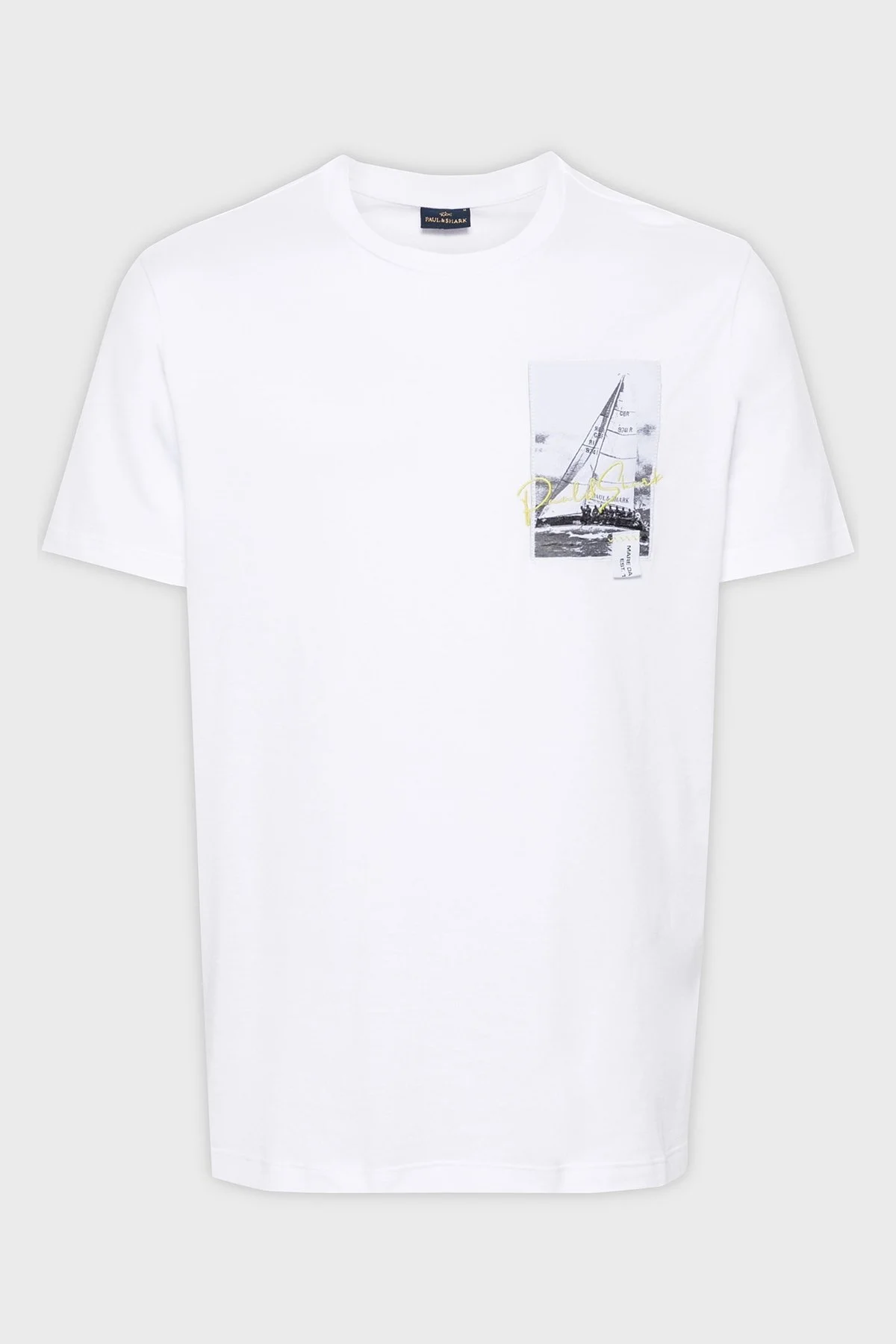 Paul & Shark % 100 Pamuk Regular Fit Bisiklet Yaka Logolu Erkek T Shirt 24411064 010 BEYAZ - 5