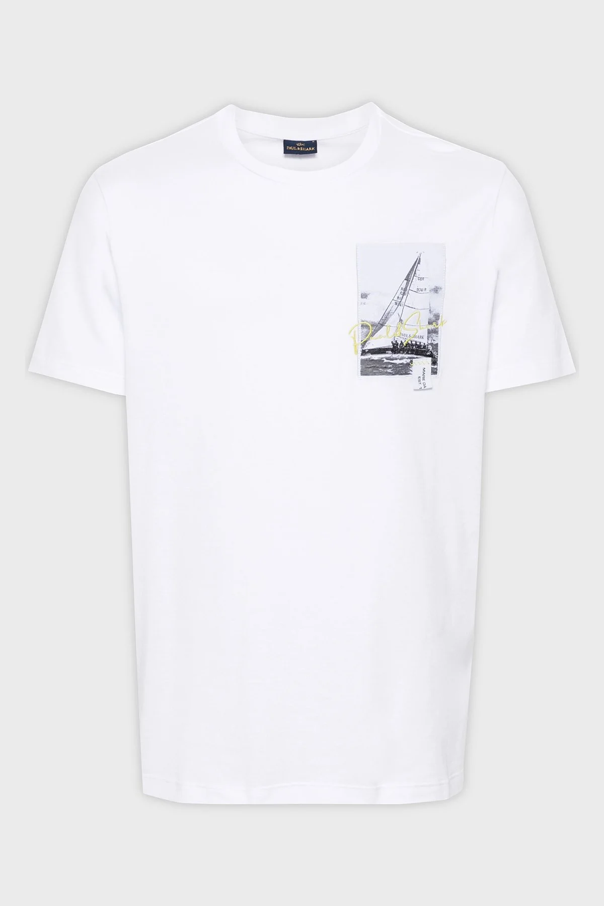 Paul & Shark % 100 Pamuk Regular Fit Bisiklet Yaka Logolu Erkek T Shirt 24411064 010 BEYAZ - 5
