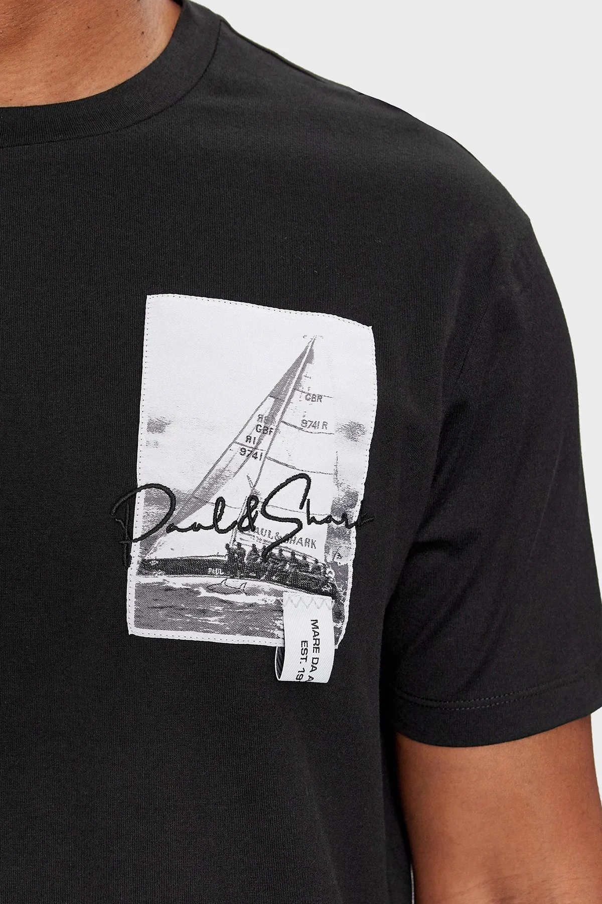Paul & Shark % 100 Pamuk Regular Fit Bisiklet Yaka Logolu Erkek T Shirt 24411064 011 SİYAH - 2
