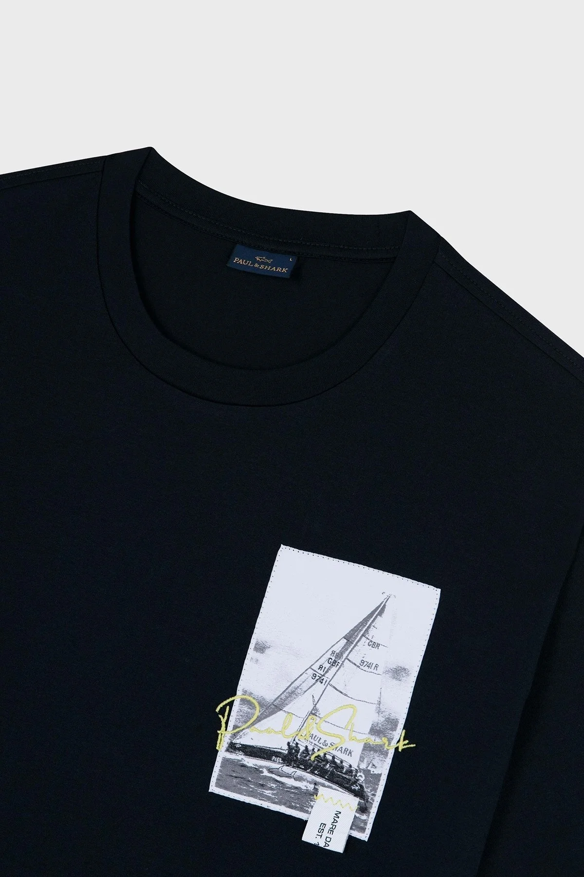 Paul & Shark % 100 Pamuk Regular Fit Bisiklet Yaka Logolu Erkek T Shirt 24411064 013 LACİVERT - 4