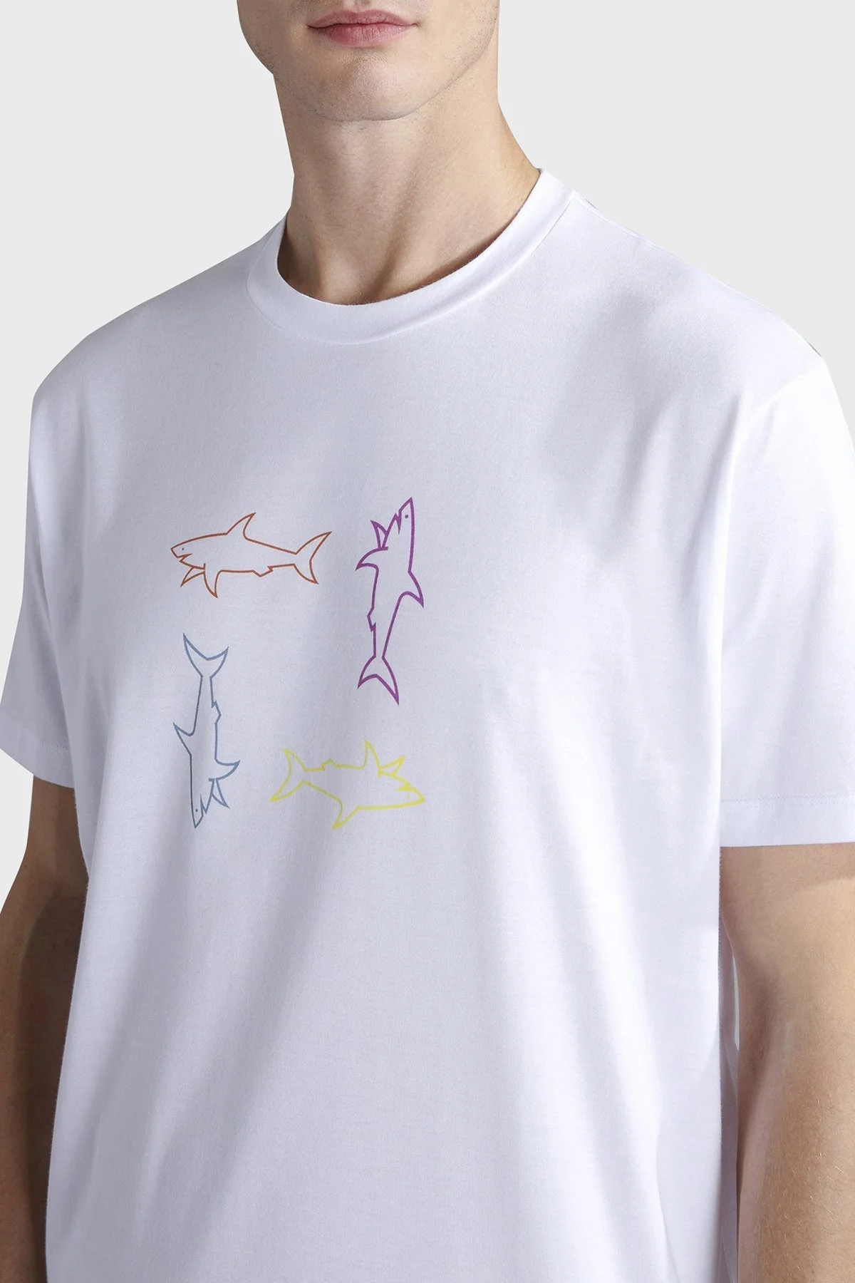 Paul & Shark % 100 Pamuk Regular Fit Bisiklet Yaka Logolu Erkek T Shirt 24411088 010 BEYAZ - 2