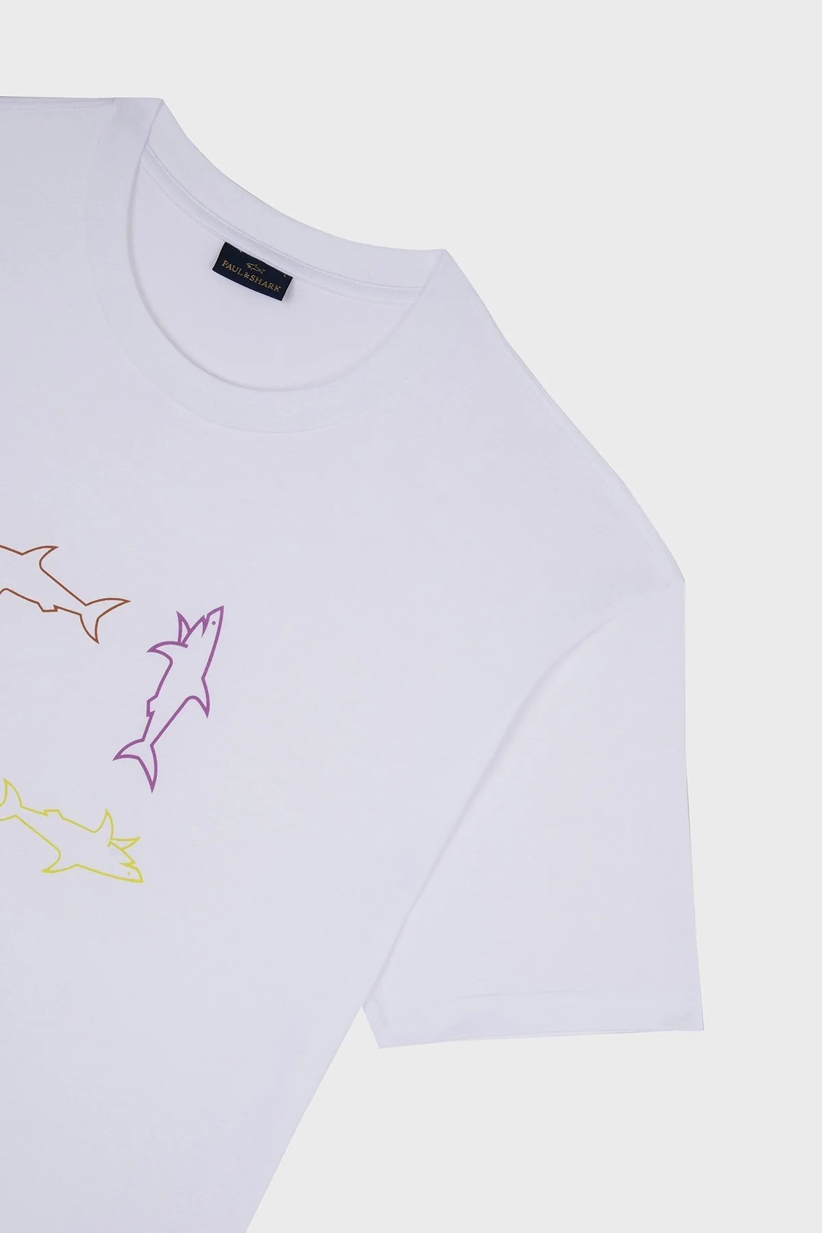 Paul & Shark % 100 Pamuk Regular Fit Bisiklet Yaka Logolu Erkek T Shirt 24411088 010 BEYAZ - 4