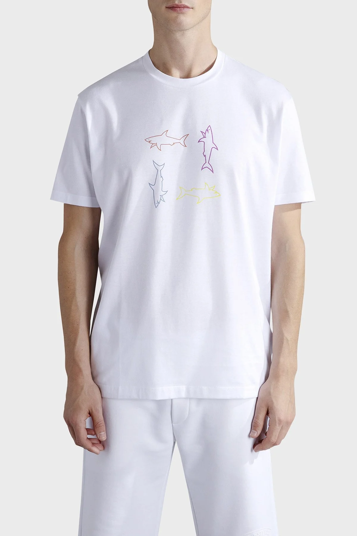 Paul & Shark % 100 Pamuk Regular Fit Bisiklet Yaka Logolu Erkek T Shirt 24411088 010 BEYAZ - 1