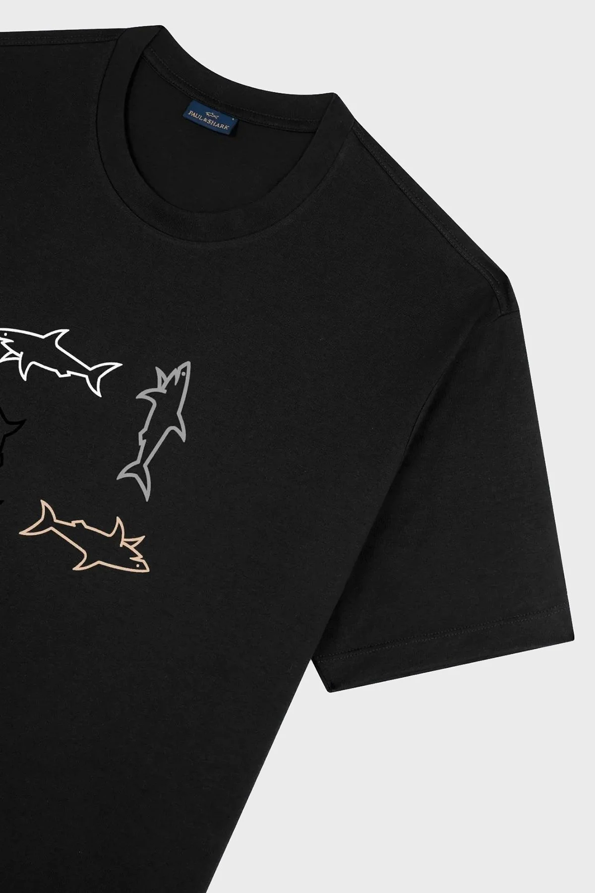 Paul & Shark % 100 Pamuk Regular Fit Bisiklet Yaka Logolu Erkek T Shirt 24411088 011 SİYAH - 4