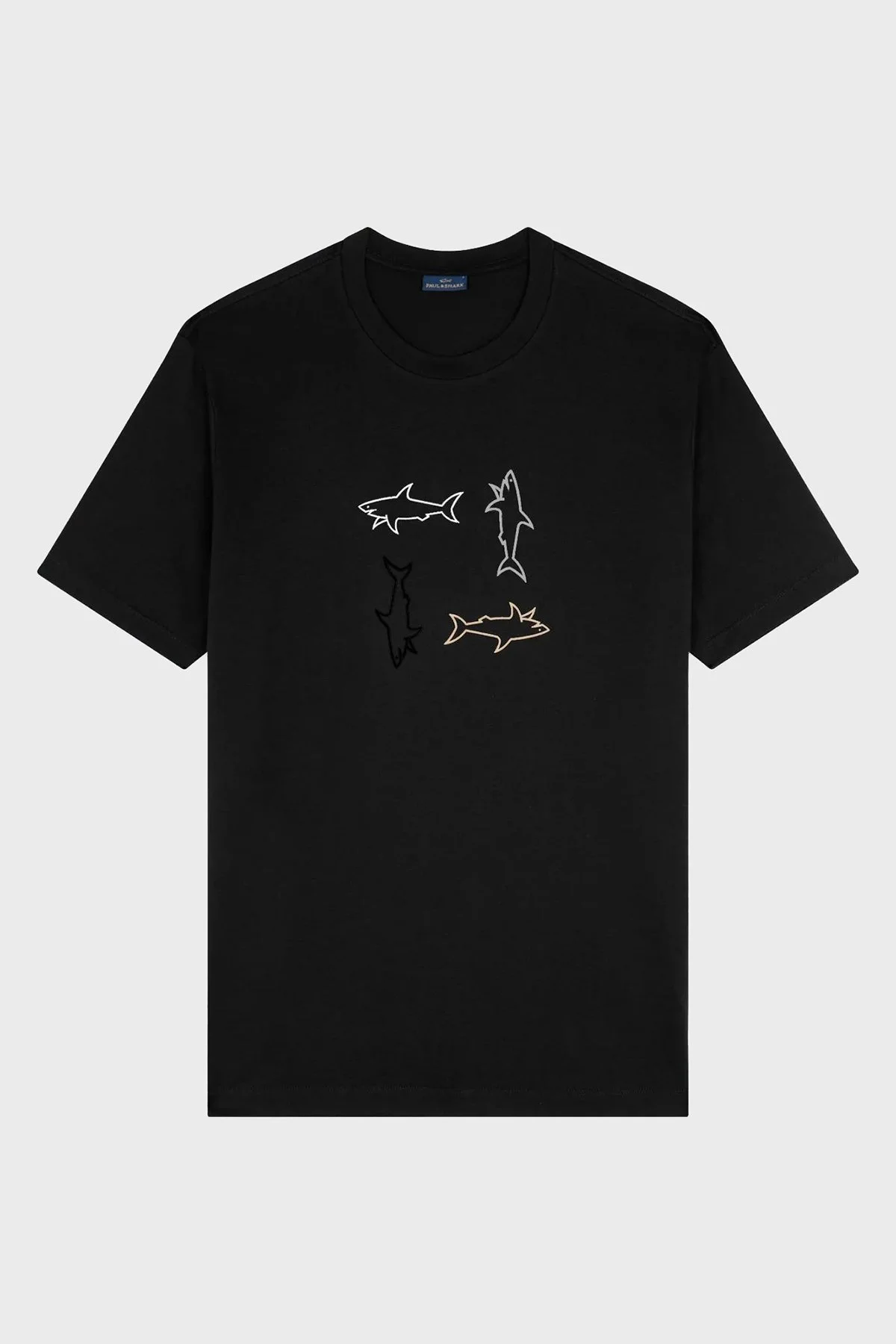 Paul & Shark % 100 Pamuk Regular Fit Bisiklet Yaka Logolu Erkek T Shirt 24411088 011 SİYAH - 5