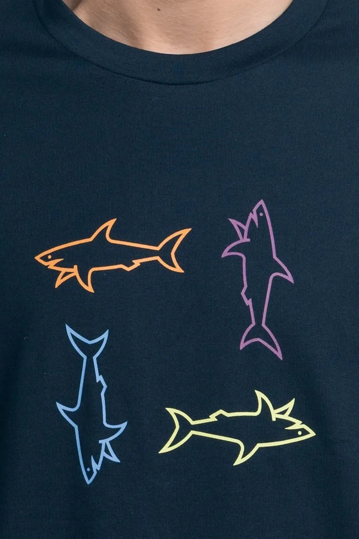 Paul & Shark % 100 Pamuk Regular Fit Bisiklet Yaka Logolu Erkek T Shirt 24411088 013 LACİVERT - 3