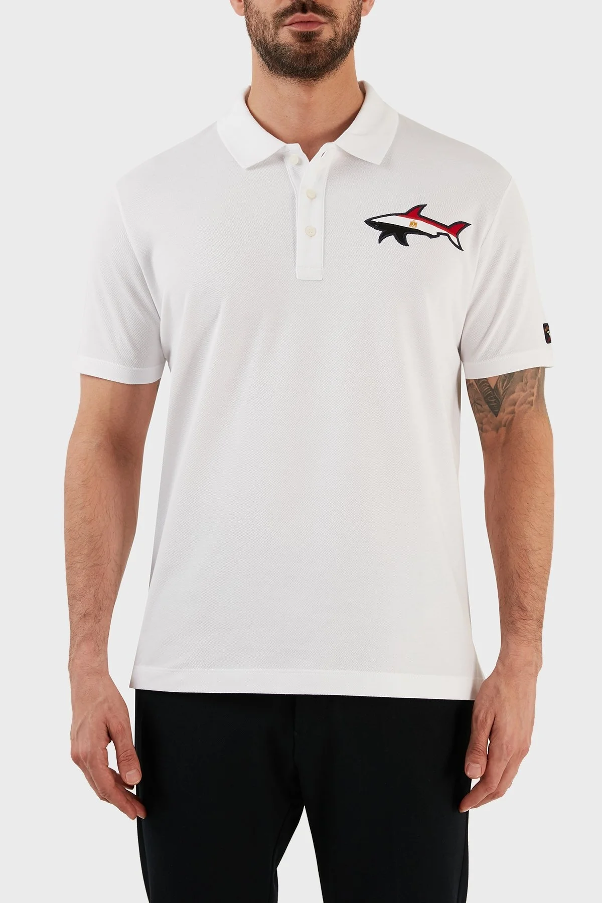 Paul & Shark % 100 Pamuk Regular Fit Düğmeli Erkek Polo T Shirt C0P1114 010 BEYAZ - 1