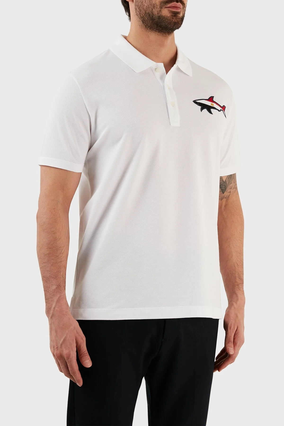 Paul & Shark % 100 Pamuk Regular Fit Düğmeli Erkek Polo T Shirt C0P1114 010 BEYAZ - 3