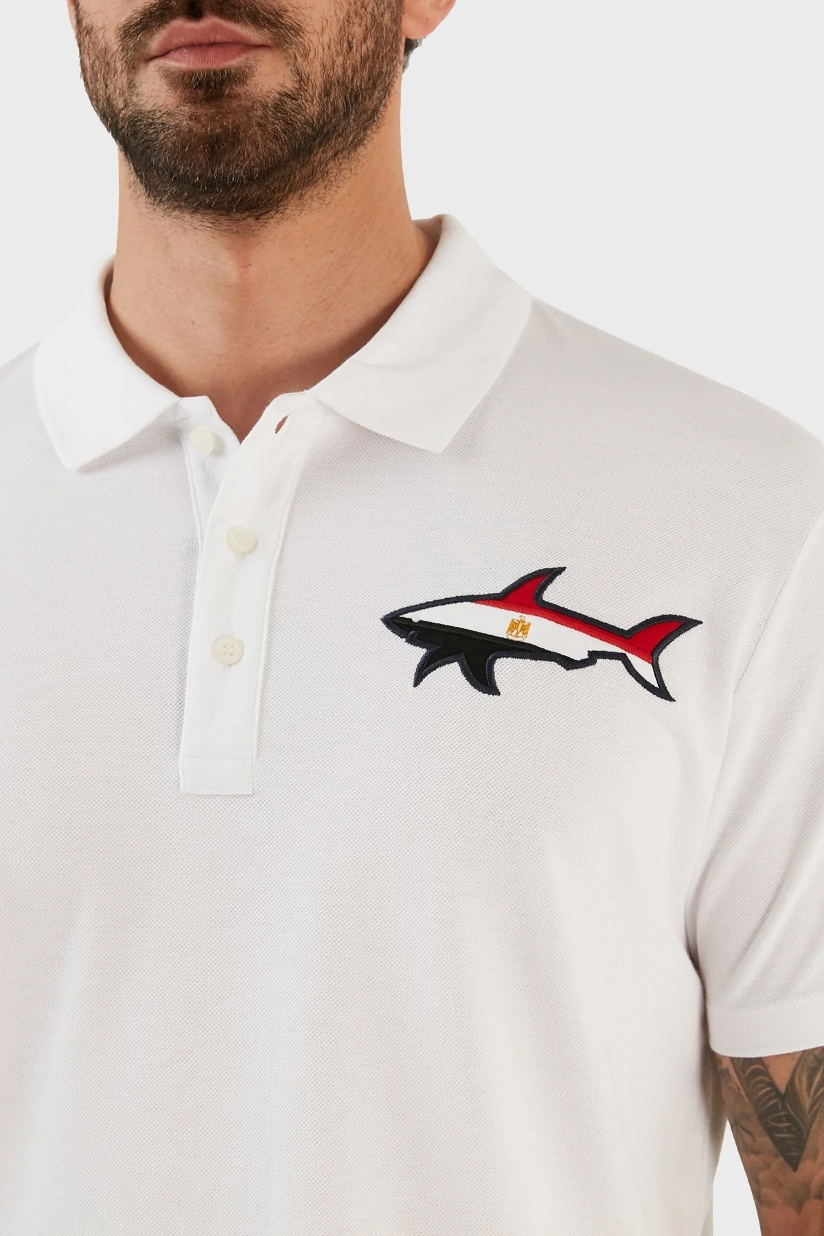 Paul & Shark % 100 Pamuk Regular Fit Düğmeli Erkek Polo T Shirt C0P1114 010 BEYAZ - 4