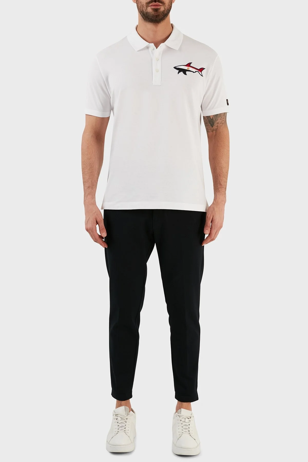 Paul & Shark % 100 Pamuk Regular Fit Düğmeli Erkek Polo T Shirt C0P1114 010 BEYAZ - 5