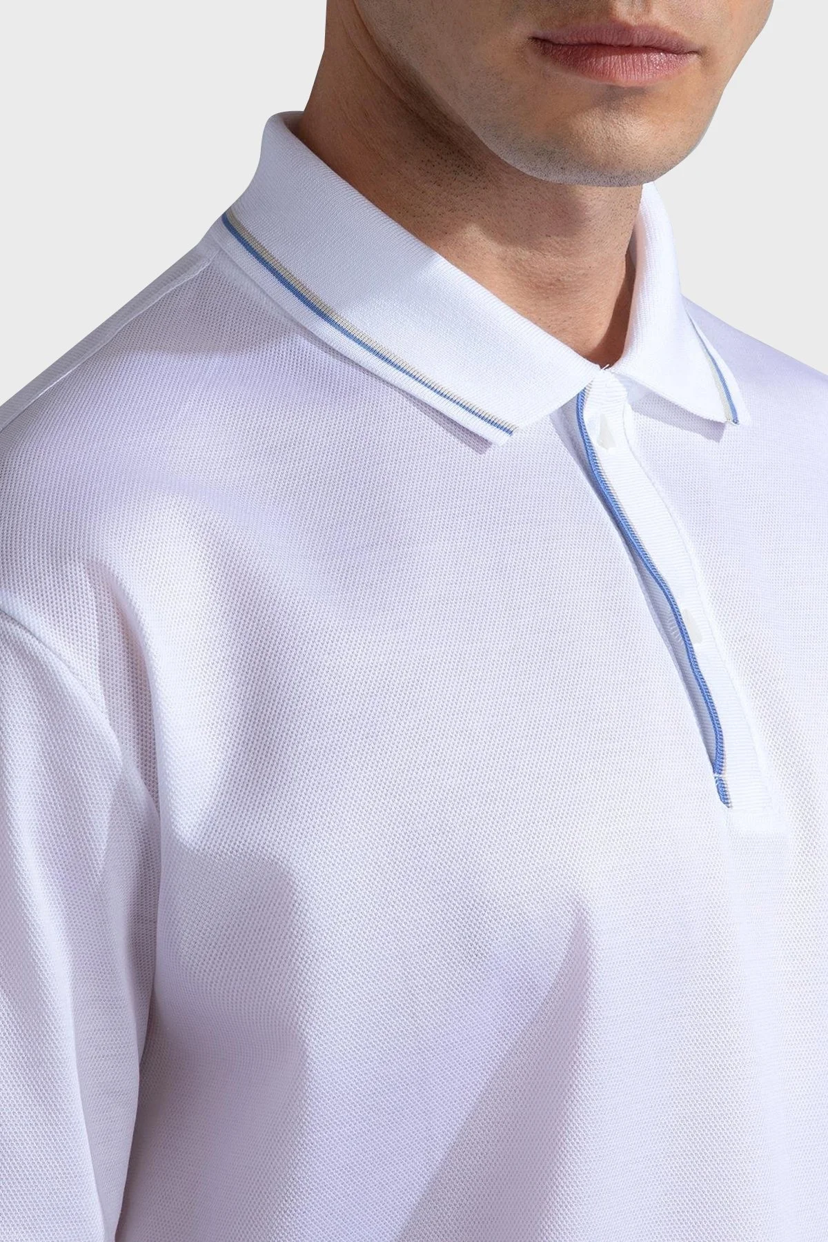 Paul & Shark % 100 Pamuk Regular Fit Düğmeli Erkek Polo Yaka T Shirt 24411259 010 BEYAZ - 4