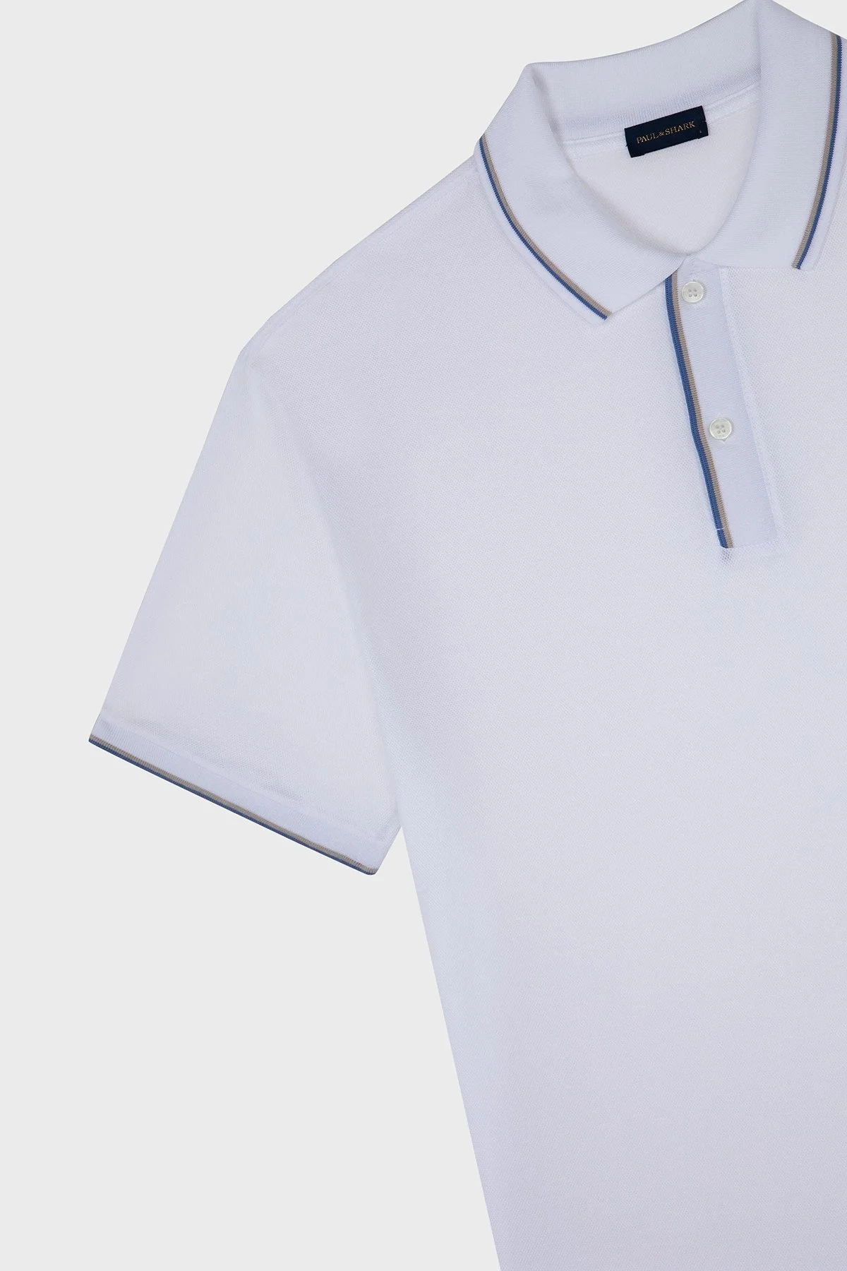 Paul & Shark % 100 Pamuk Regular Fit Düğmeli Erkek Polo Yaka T Shirt 24411259 010 BEYAZ - 5