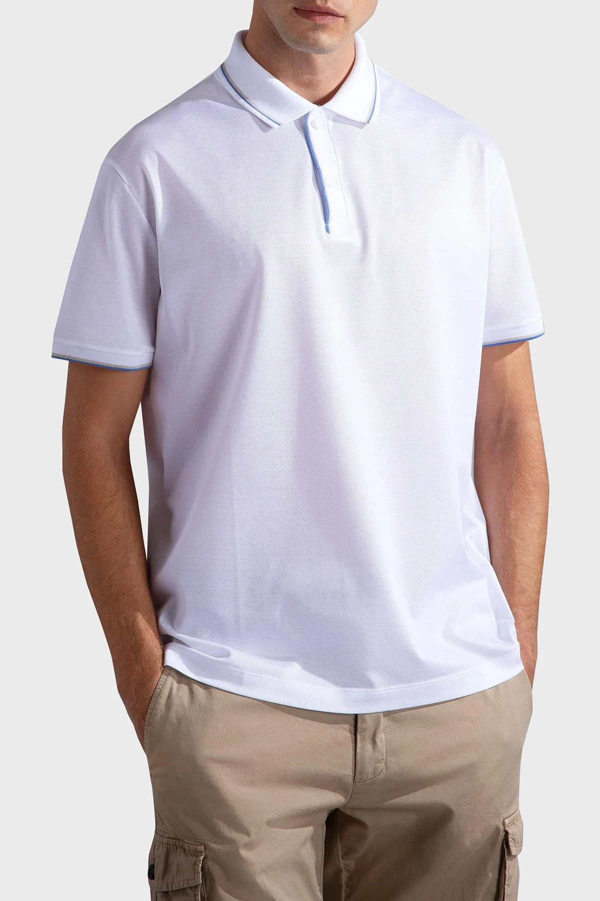 Paul & Shark % 100 Pamuk Regular Fit Düğmeli Erkek Polo Yaka T Shirt 24411259 010 BEYAZ - 2