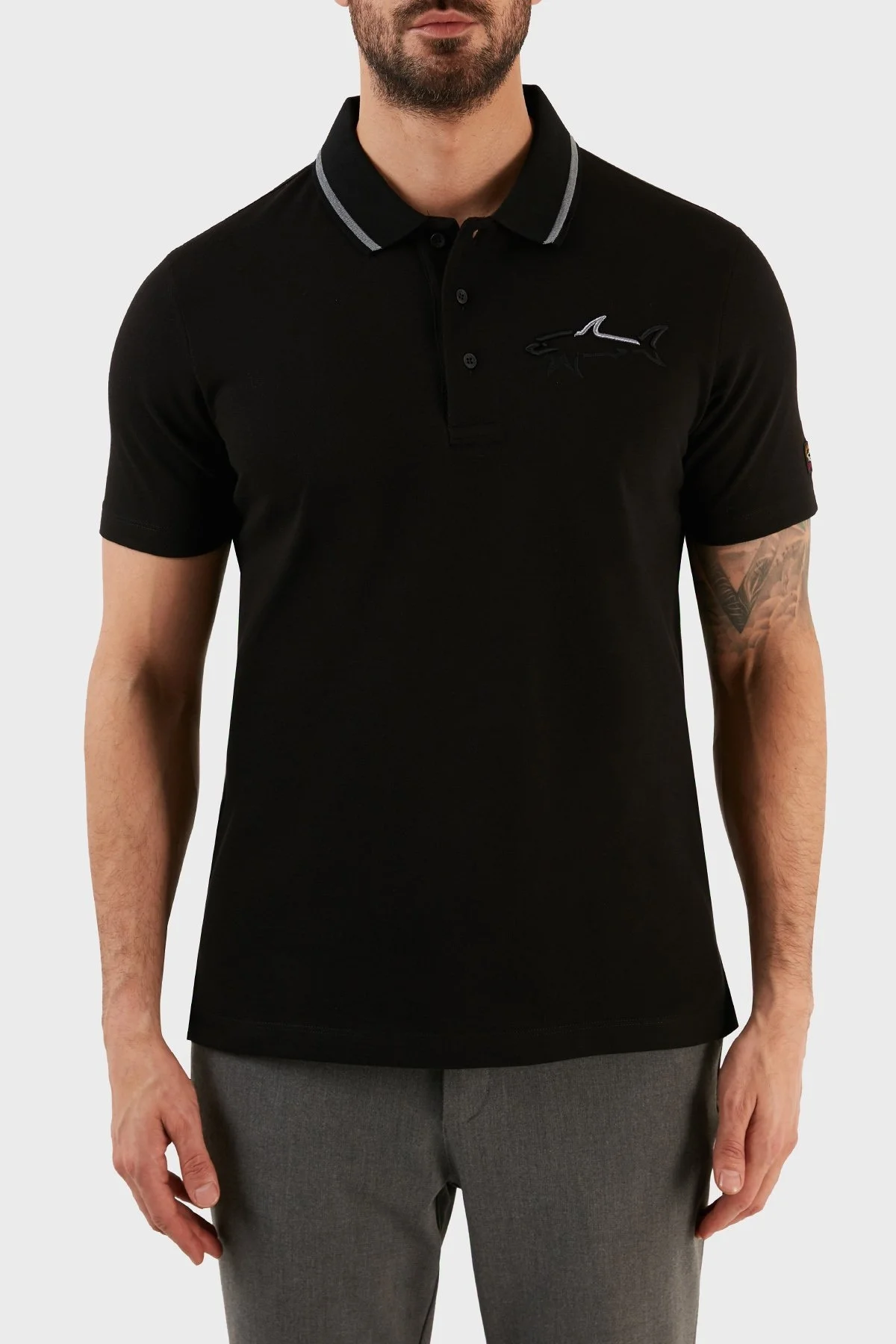 Paul & Shark % 100 Pamuk Regular Fit Düğmeli Polo Erkek T Shirt 12311732 011 SİYAH - 1