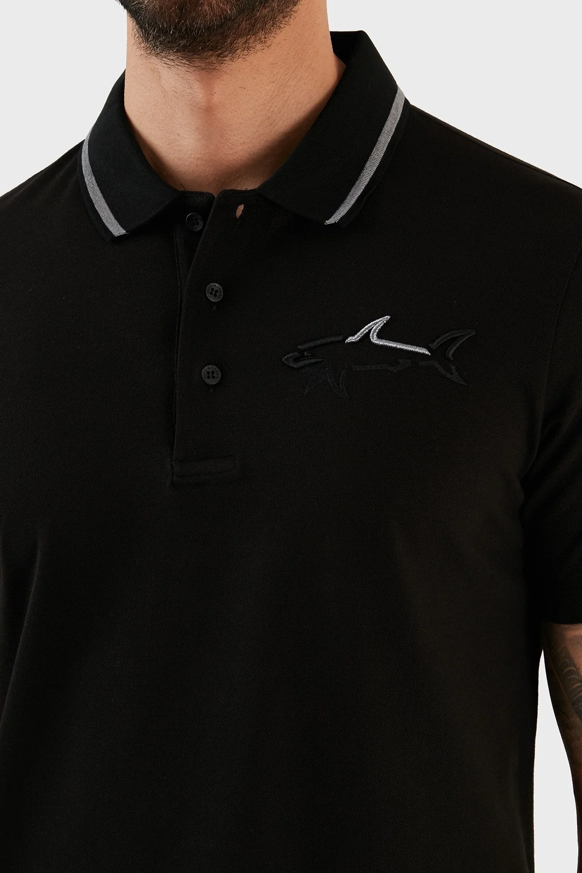 Paul & Shark % 100 Pamuk Regular Fit Düğmeli Polo Erkek T Shirt 12311732 011 SİYAH - 5