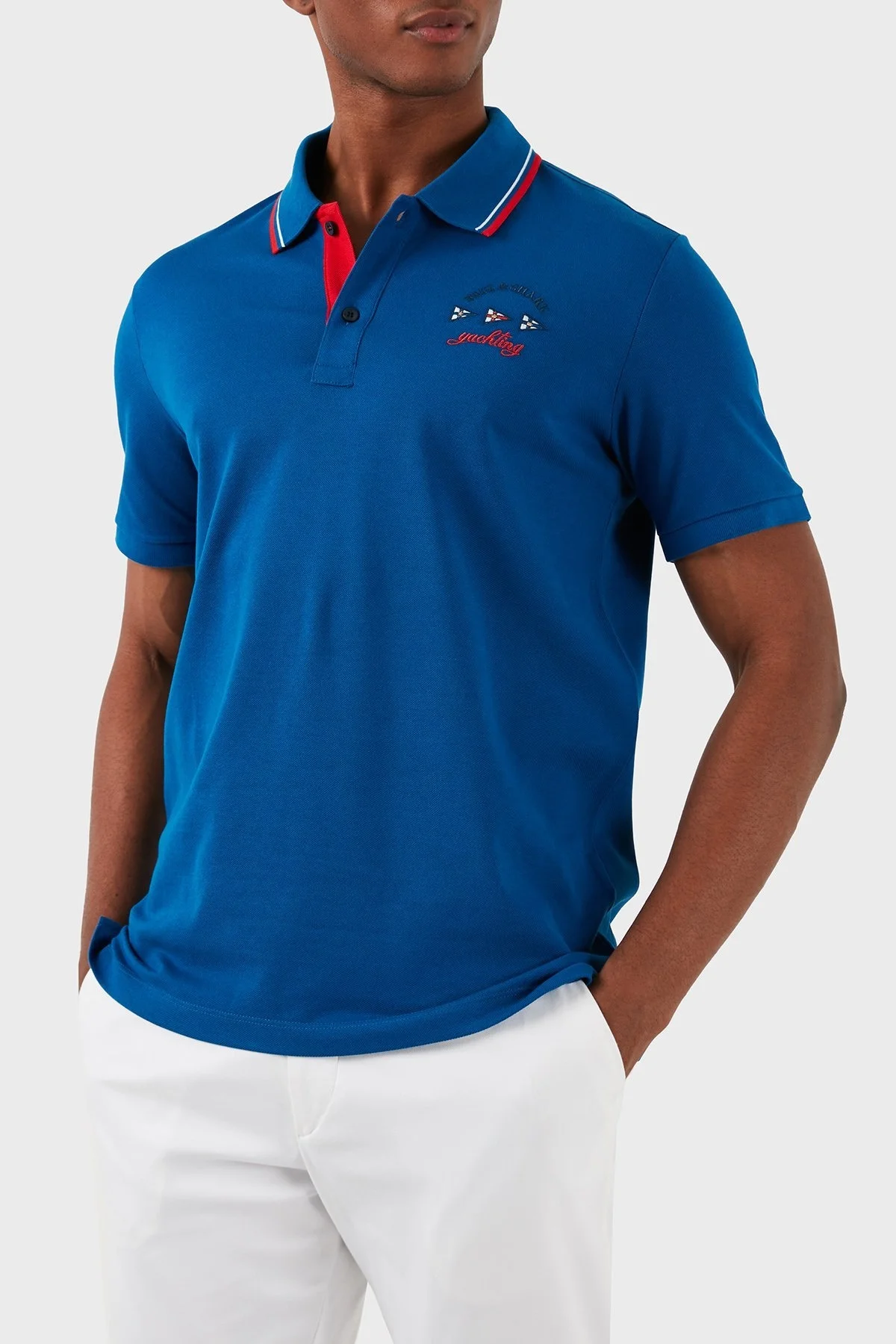 Paul & Shark % 100 Pamuk Regular Fit Erkek Polo Yaka T Shirt 23411296 726 MAVİ - 4