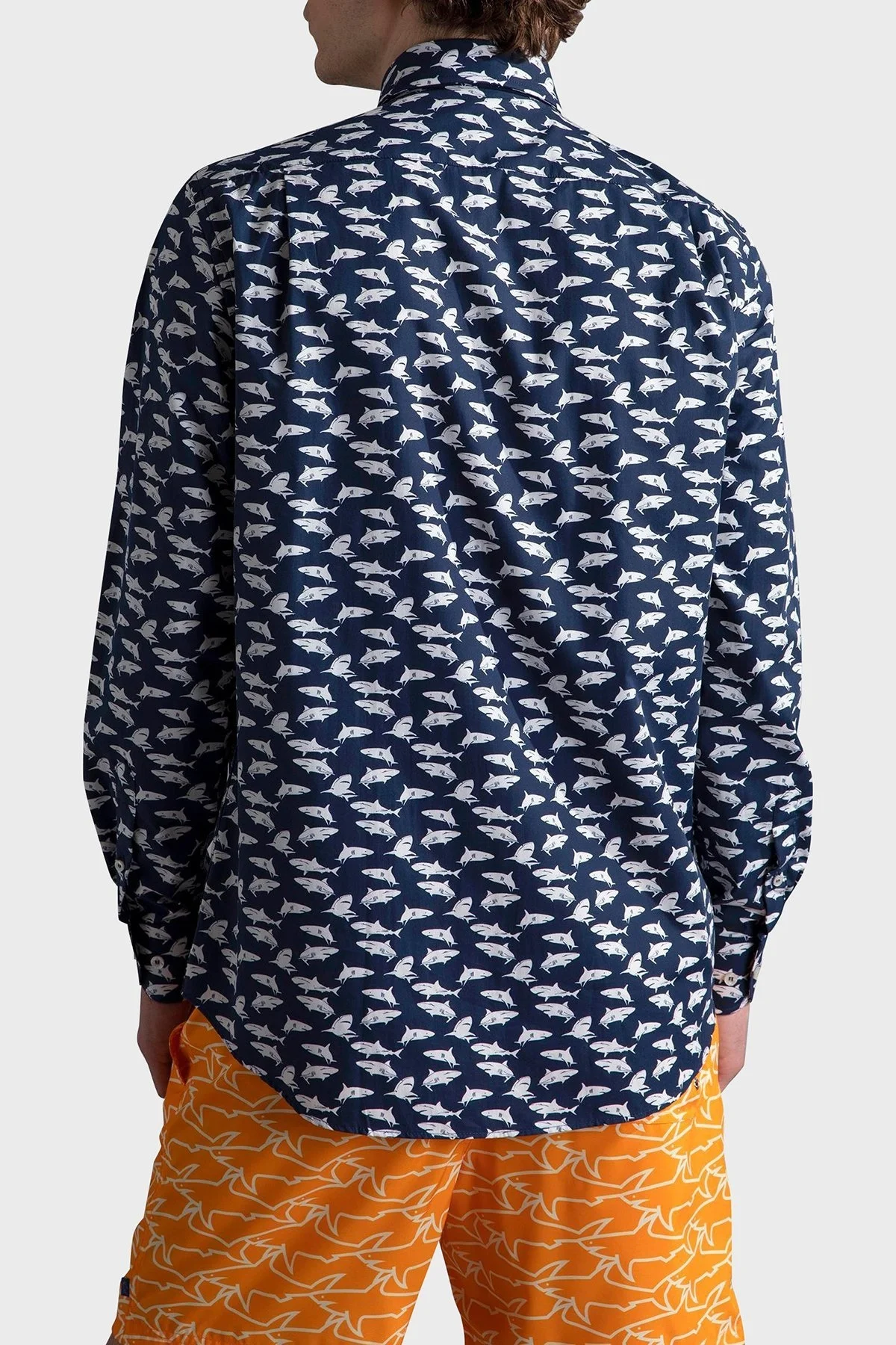 Paul & Shark % 100 Pamuk Regular Fit Logo Desenli Erkek Gömlek 24413017 L10 LACİVERT - 3