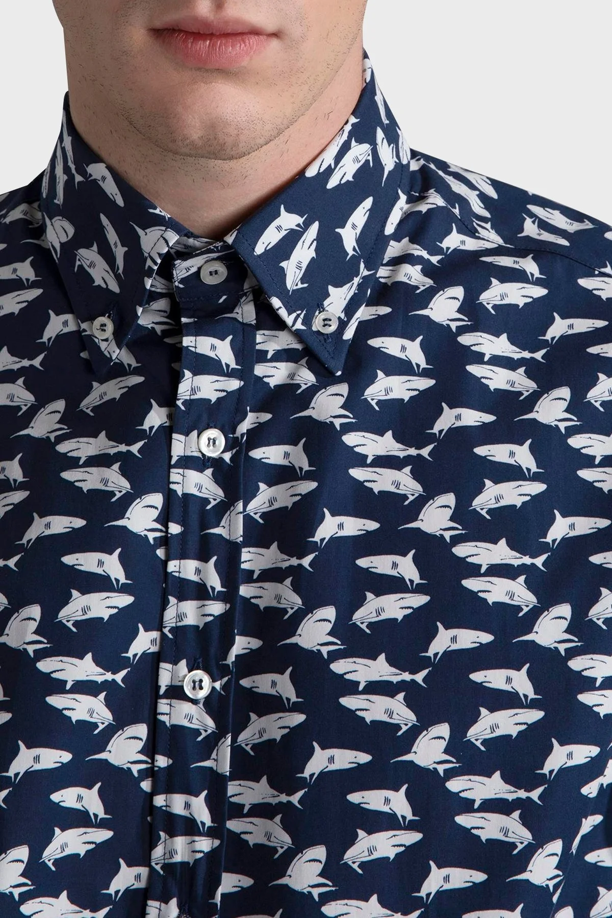 Paul & Shark % 100 Pamuk Regular Fit Logo Desenli Erkek Gömlek 24413017 L10 LACİVERT - 4