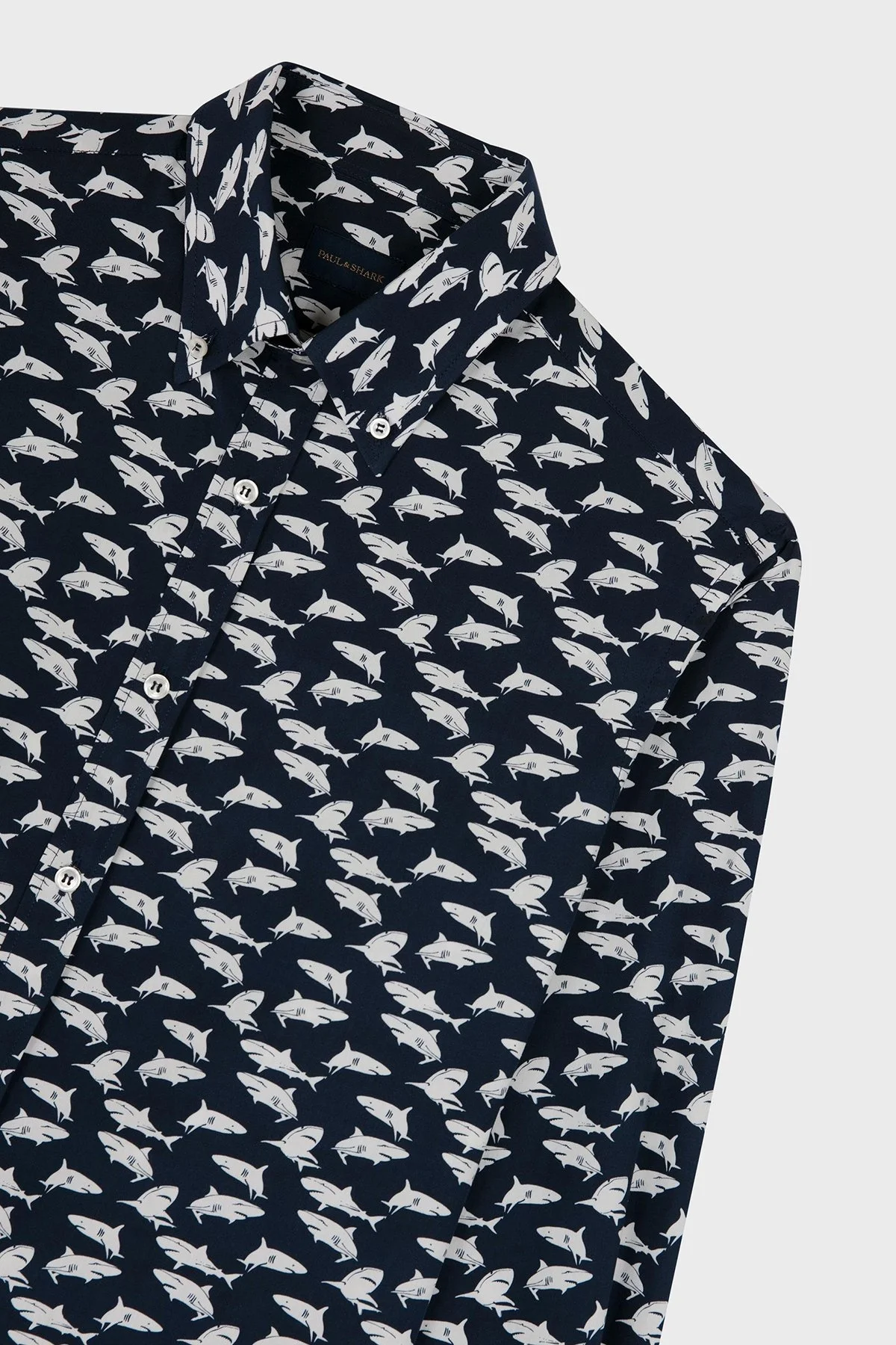 Paul & Shark % 100 Pamuk Regular Fit Logo Desenli Erkek Gömlek 24413017 L10 LACİVERT - 5