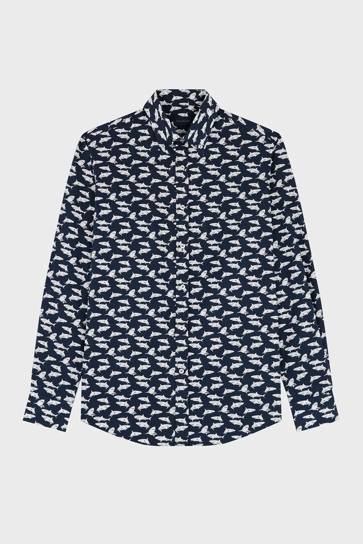 Paul & Shark % 100 Pamuk Regular Fit Logo Desenli Erkek Gömlek 24413017 L10 LACİVERT - 6