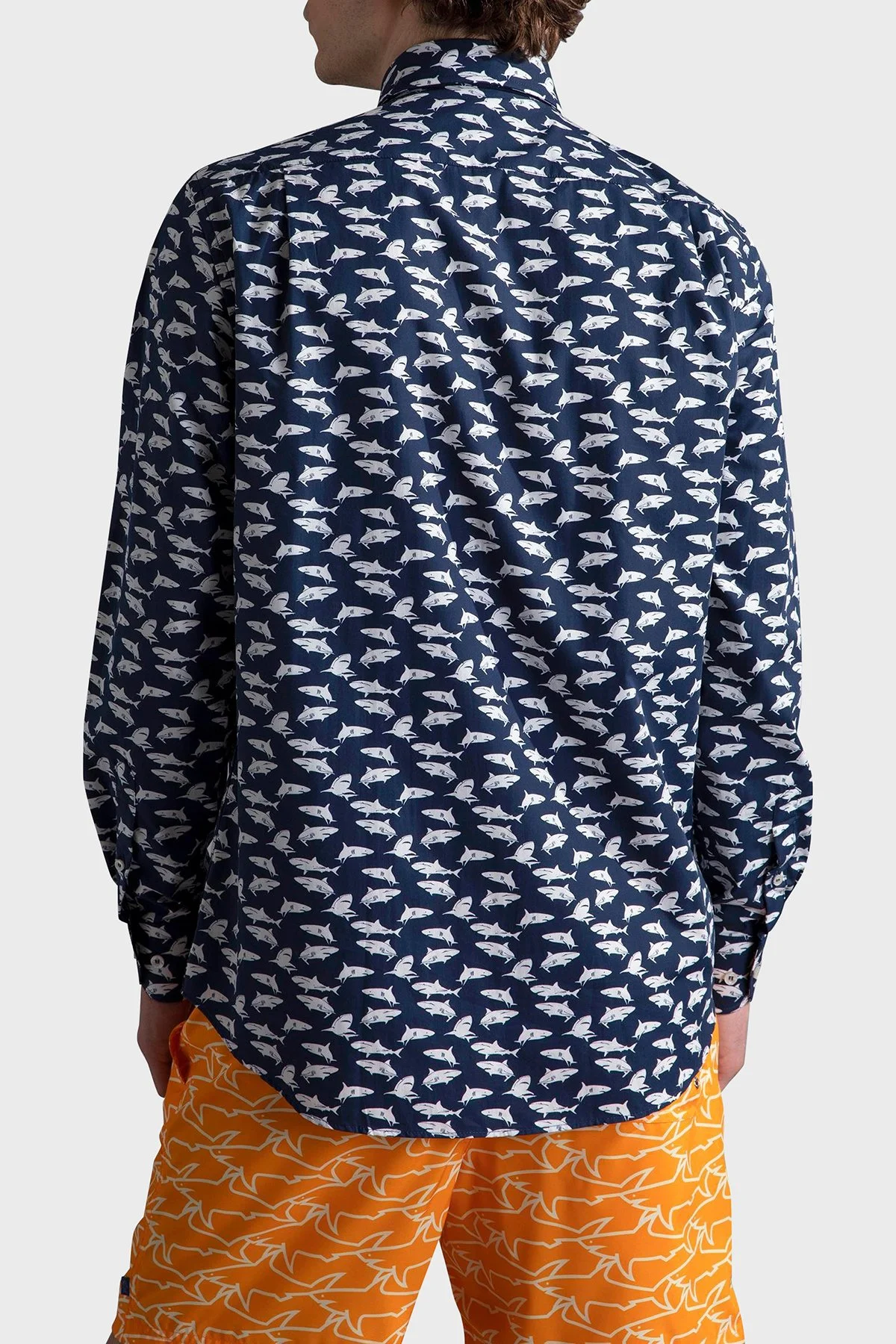 Paul & Shark % 100 Pamuk Regular Fit Logo Desenli Erkek Gömlek 24413017 L10 LACİVERT - 3