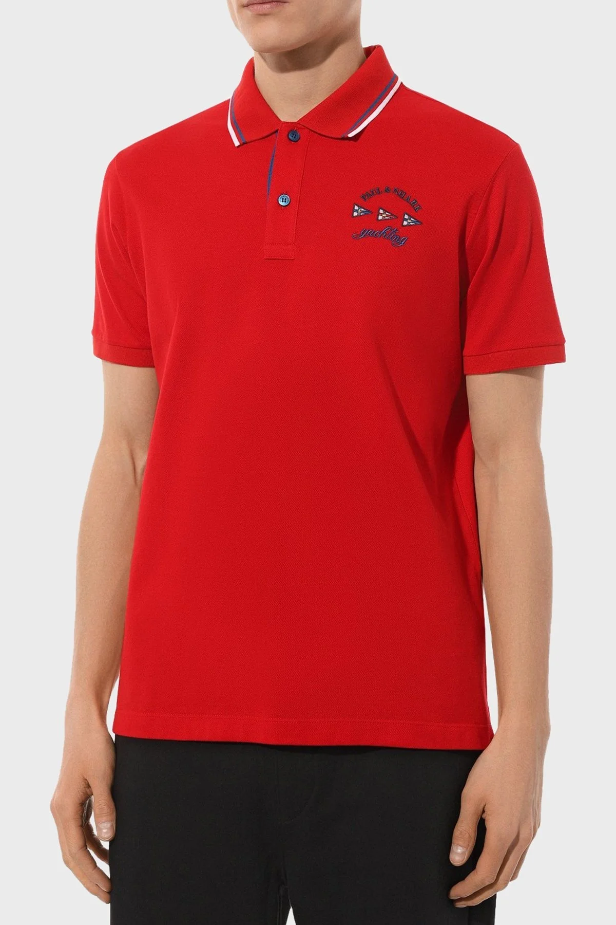 Paul & Shark % 100 Pamuk Regular Fit Polo Yaka Erkek T Shirt 23411296 577 KIRMIZI - 1