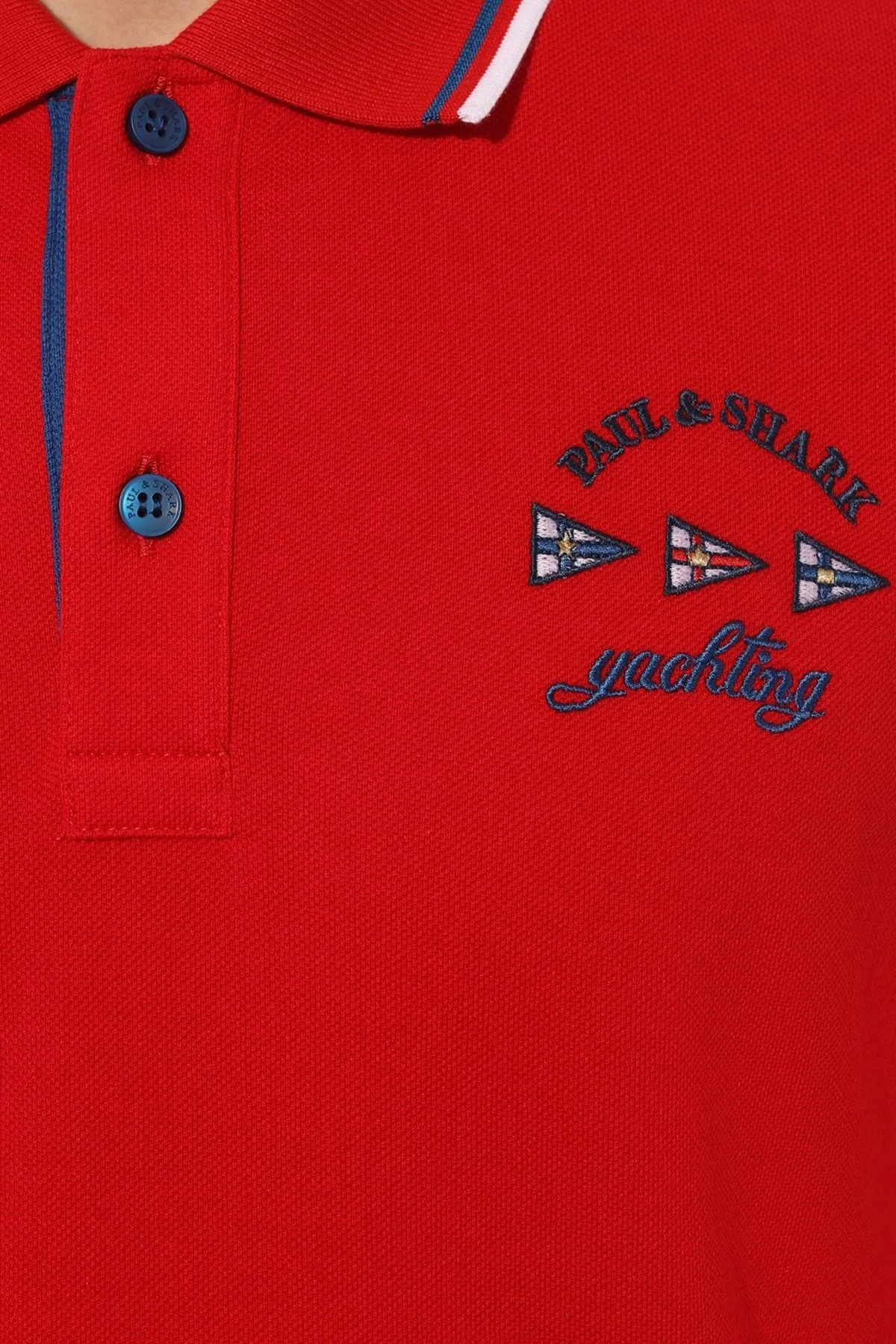 Paul & Shark % 100 Pamuk Regular Fit Polo Yaka Erkek T Shirt 23411296 577 KIRMIZI - 3