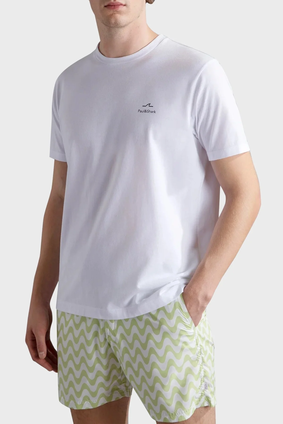 Paul & Shark % 100 Pamuk Regular Fit Sırt Baskılı Erkek T Shirt 24411087 010 BEYAZ - 1