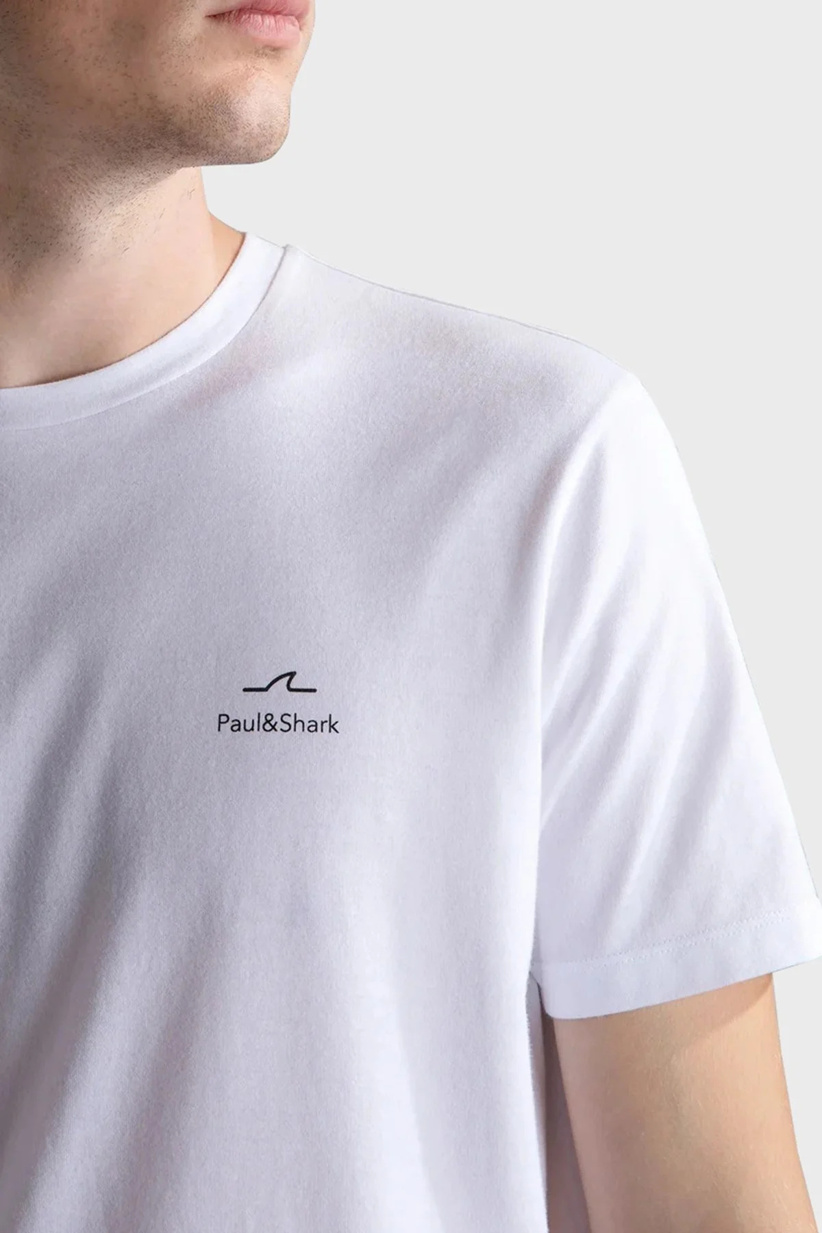 Paul & Shark % 100 Pamuk Regular Fit Sırt Baskılı Erkek T Shirt 24411087 010 BEYAZ - 4