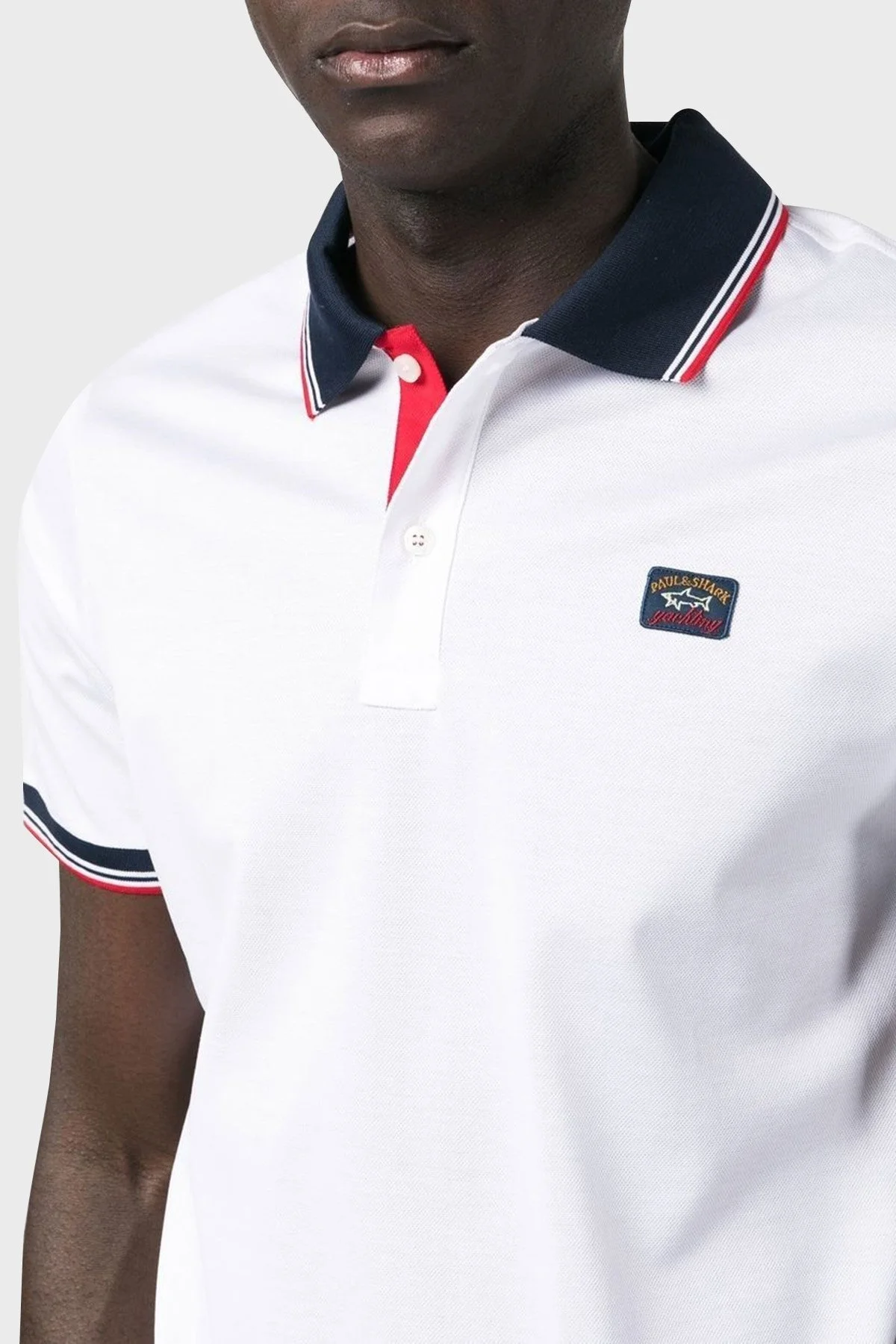 Paul & Shark % 100 Pamuk Regular Fit T Shirt Erkek Polo 23411300 010 BEYAZ - 3