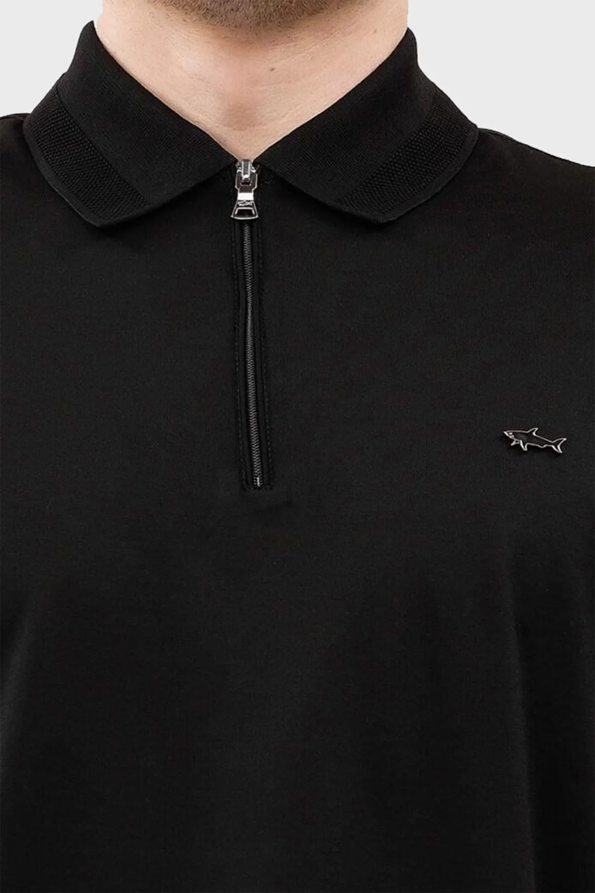 Paul & Shark % 100 Pamuk Regular Fit Yarım Fermuarlı Erkek Polo Yaka T Shirt 24411249 011 SİYAH - 3