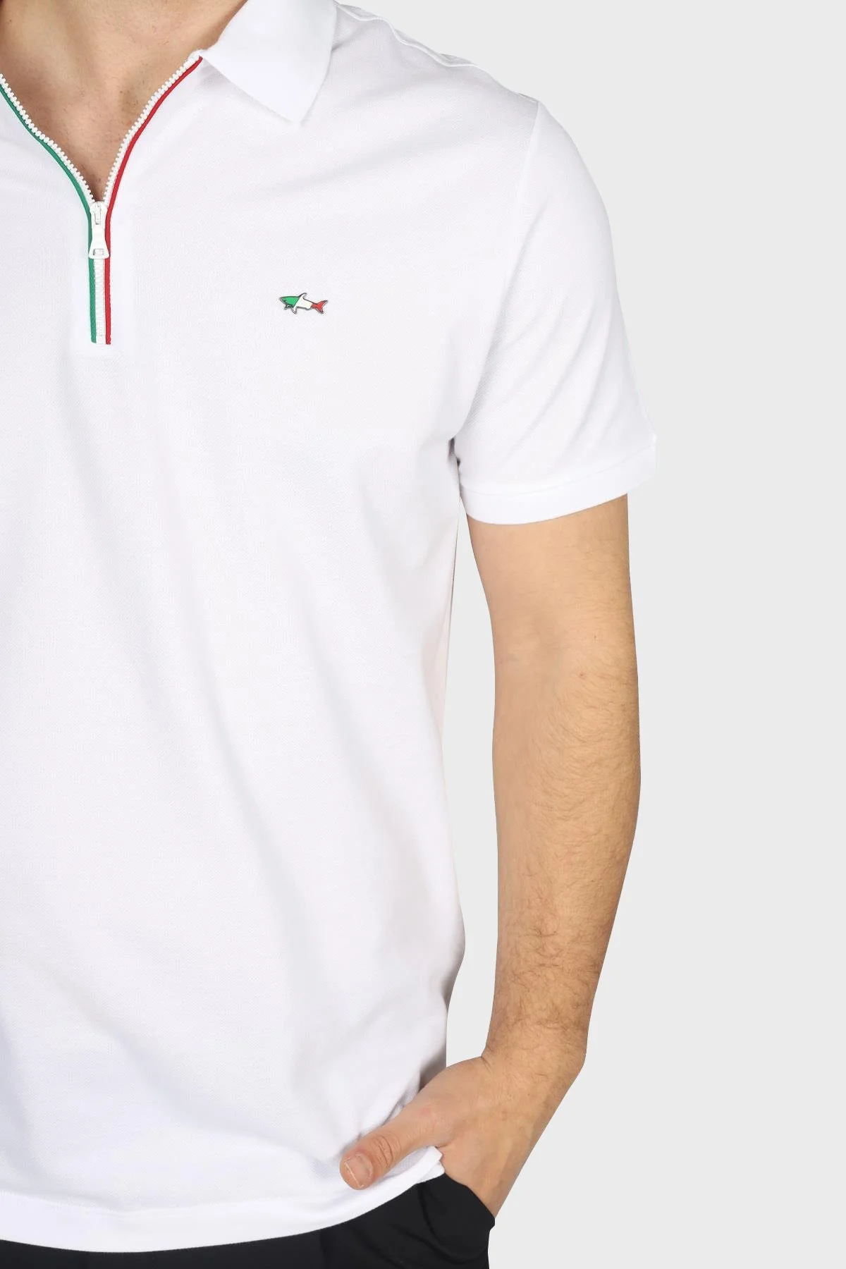 Paul & Shark % 100 Pamuk Regular Fit Yarım Fermuarlı Erkek Polo Yaka T Shirt 24411314 010 BEYAZ - 4