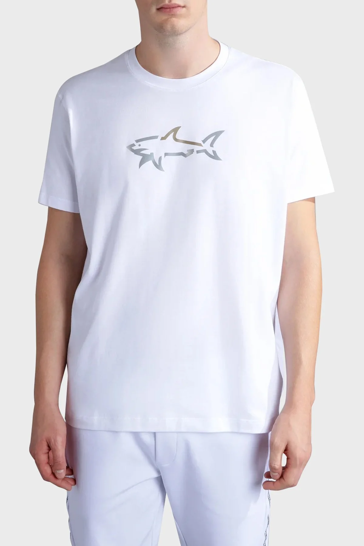 Paul & Shark % 100 Pamuklu Regular Fit Bisiklet Yaka Logolu Erkek T Shirt 24411085 010 BEYAZ - 1