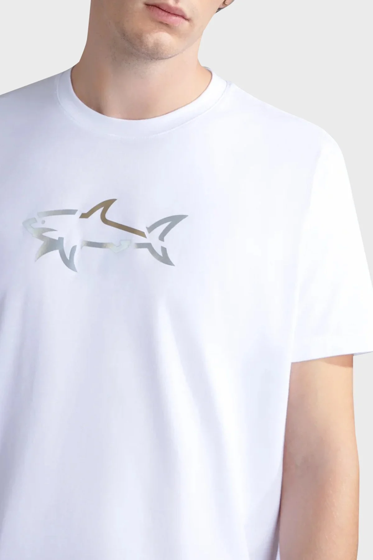 Paul & Shark % 100 Pamuklu Regular Fit Bisiklet Yaka Logolu Erkek T Shirt 24411085 010 BEYAZ - 3