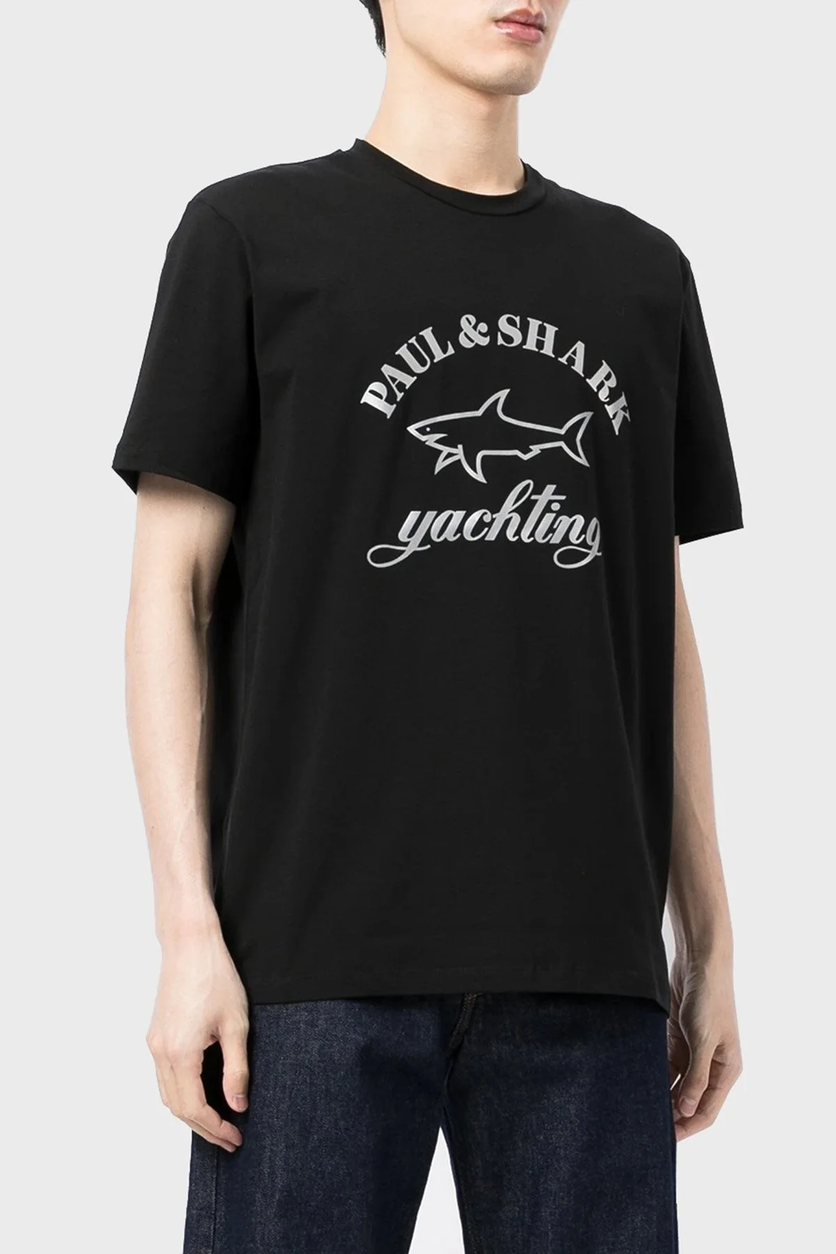 Paul & Shark Baskılı Bisiklet Yaka % 100 Pamuk Regular Fit Erkek T Shirt 11311628 011 SİYAH - 1